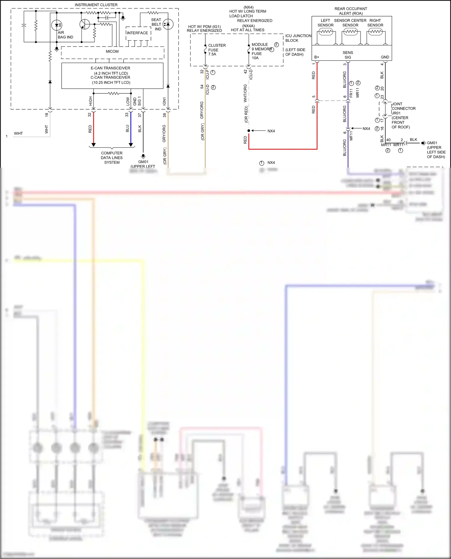 Hyundai Tucson IV (2020-2024) right sensor wiring diagram  (1 of 2)