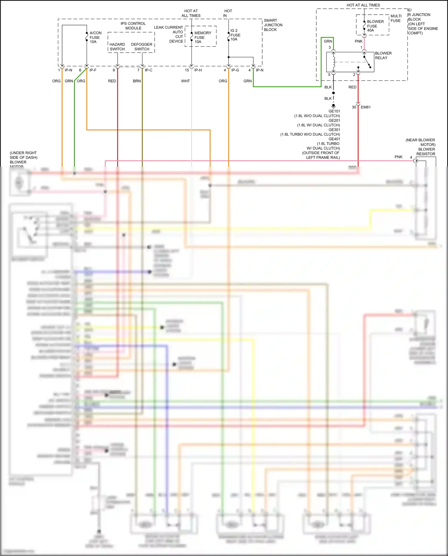 Wiring diagram blower switch for Hyundai Veloster I facelift (2015-2017) (1 of 1)