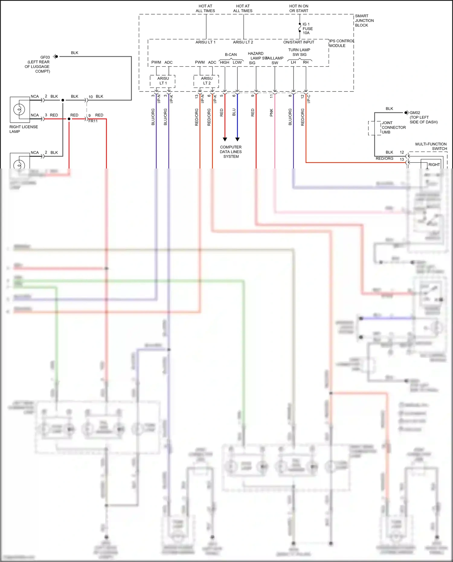 Wiring diagram hazard switch for Hyundai Veloster I facelift (2015-2017) (3 of 4)
