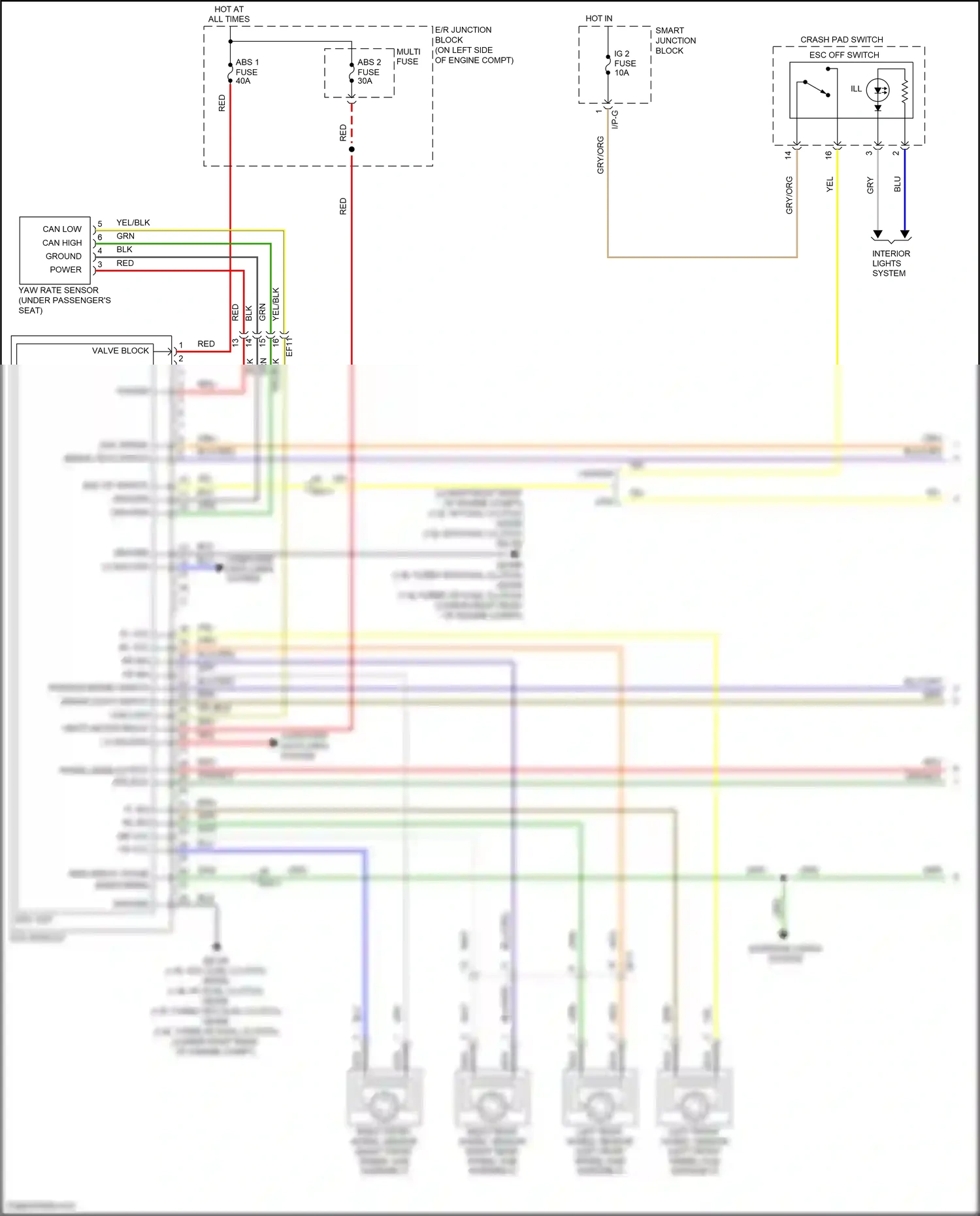 Wiring diagram left front wheel sensor for Hyundai Veloster I facelift (2015-2017) (1 of 2)