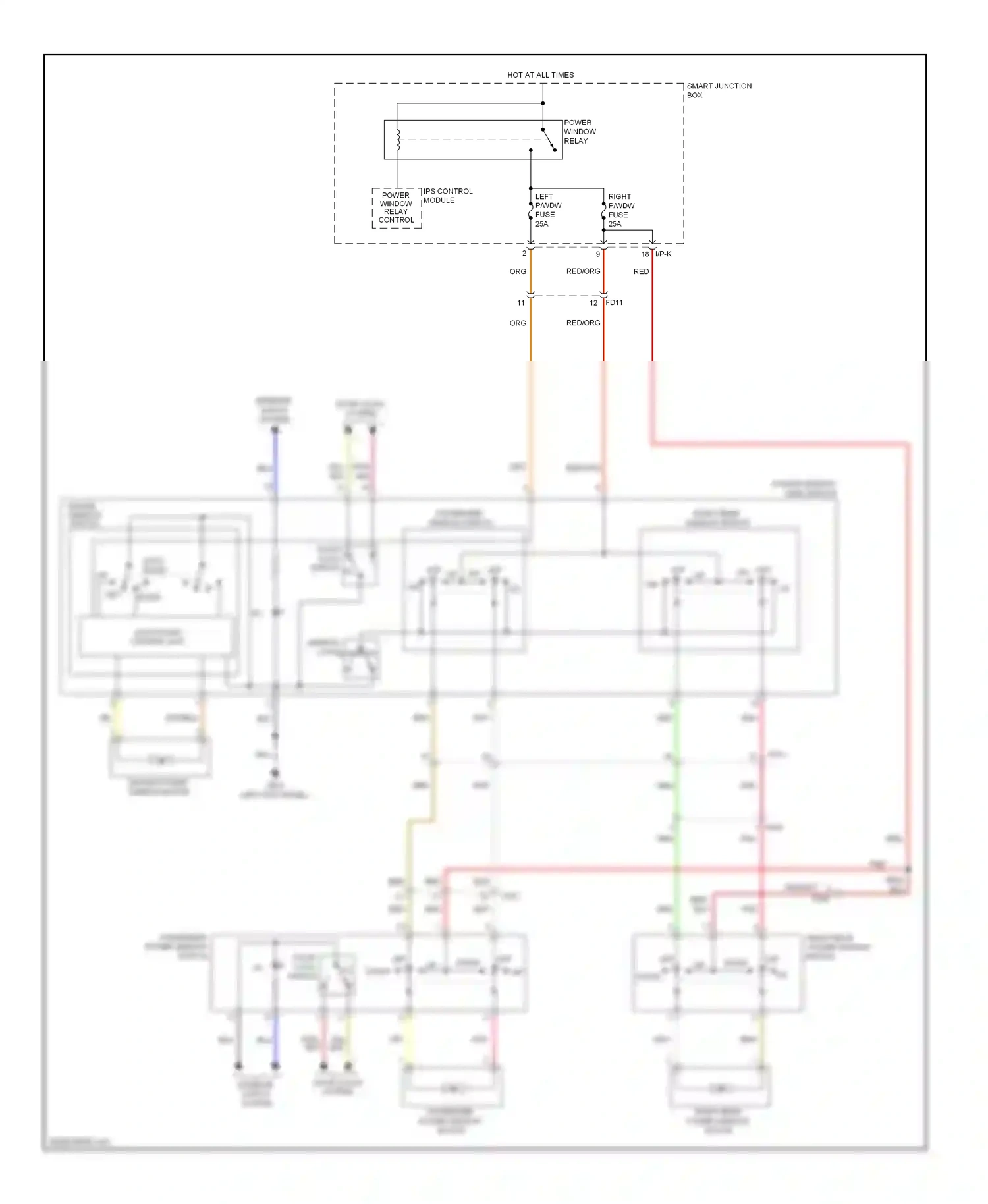 Wiring diagram auto down control unit for Hyundai Veloster I (2011-2015) (1 of 1)