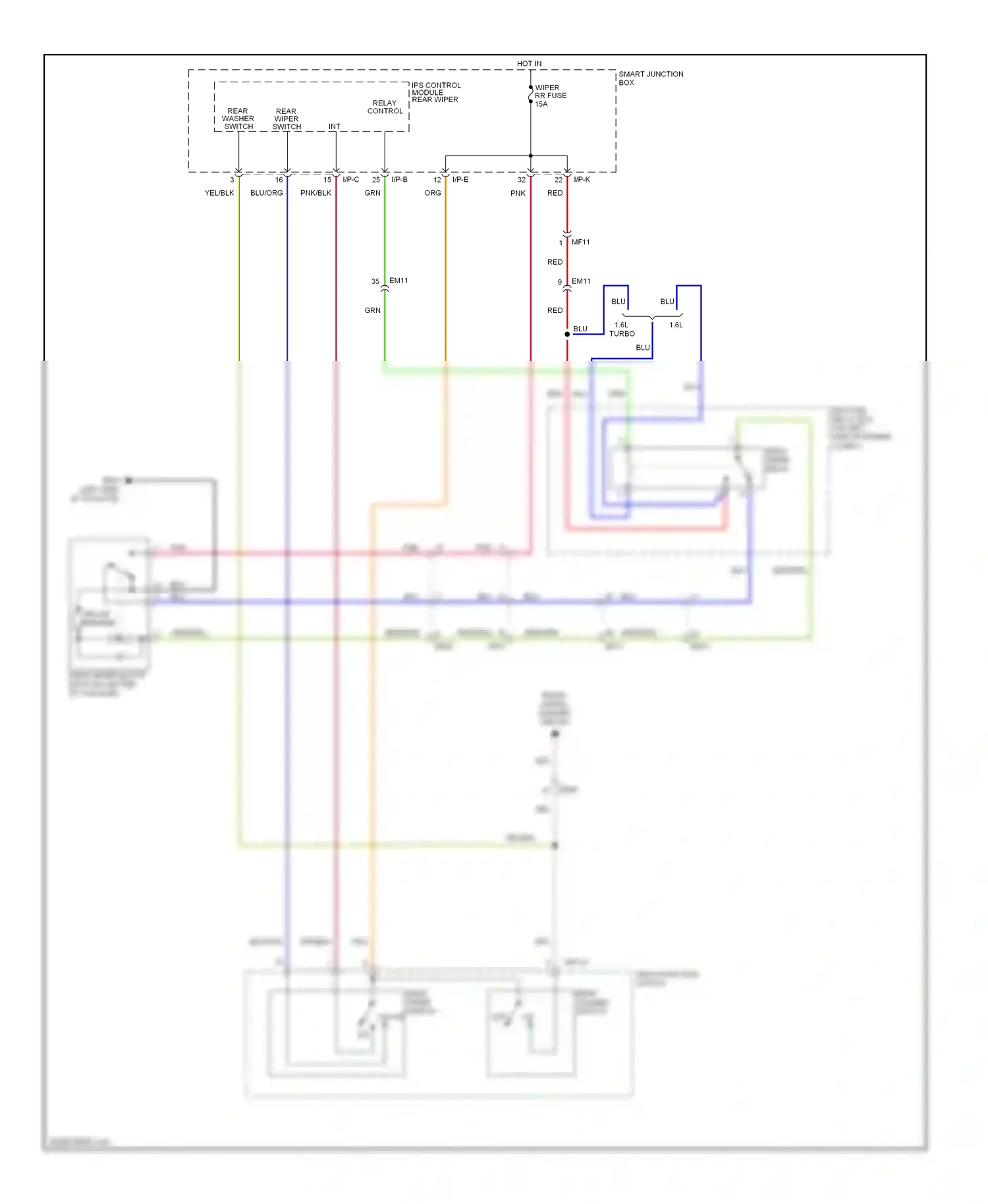 Wiring diagram ips control module rear wiper relay control for Hyundai Veloster I (2011-2015) (1 of 1)