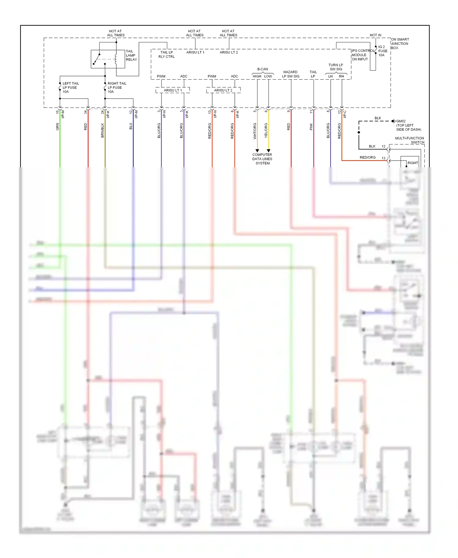 Wiring diagram multi- function switch for Hyundai Veloster I (2011-2015) (2 of 16)