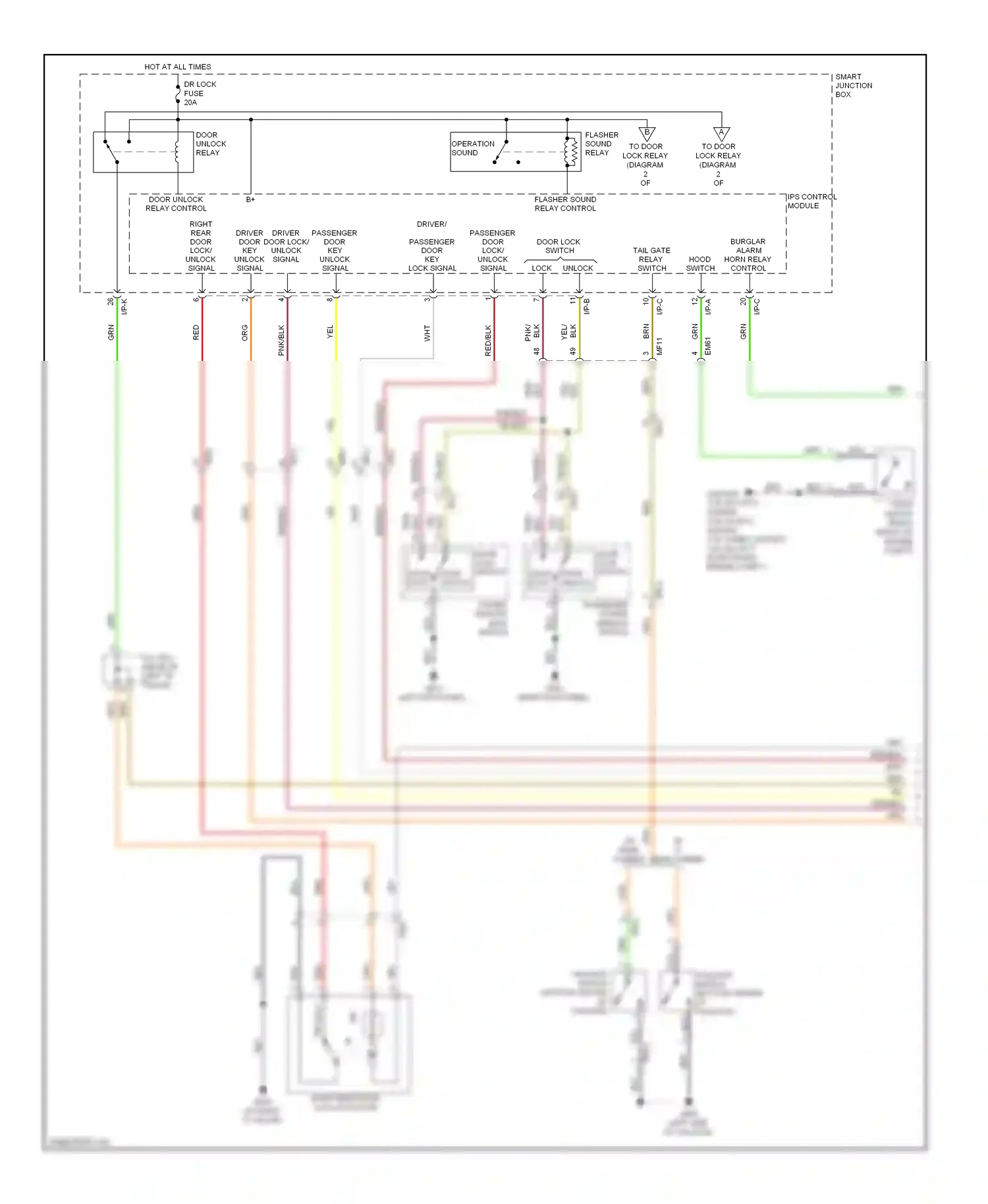 Wiring diagram tail gate relay switch for Hyundai Veloster I (2011-2015) (1 of 2)
