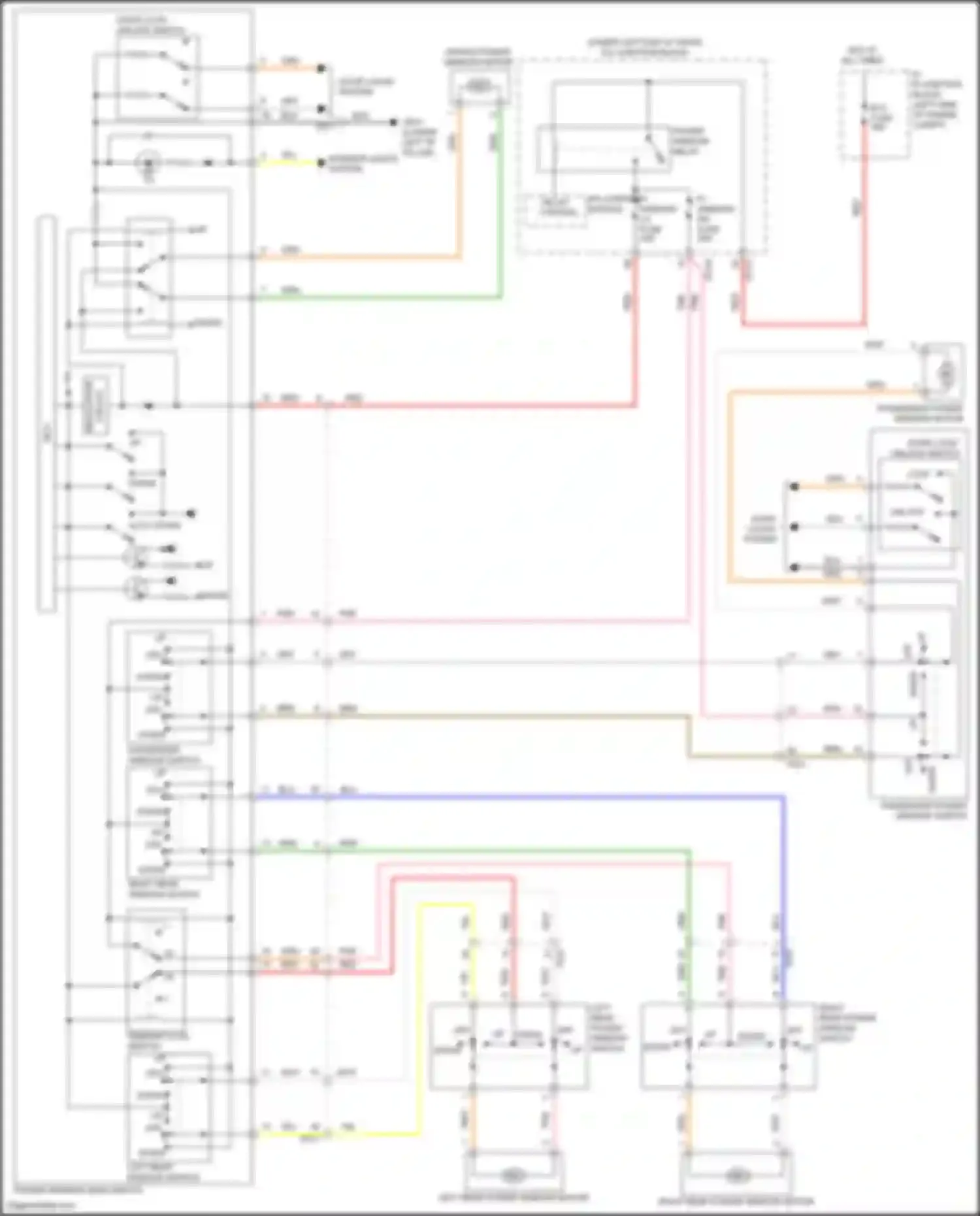Wiring diagram passenger window switch for Hyundai Venue I (2019-2024) (1 of 2)