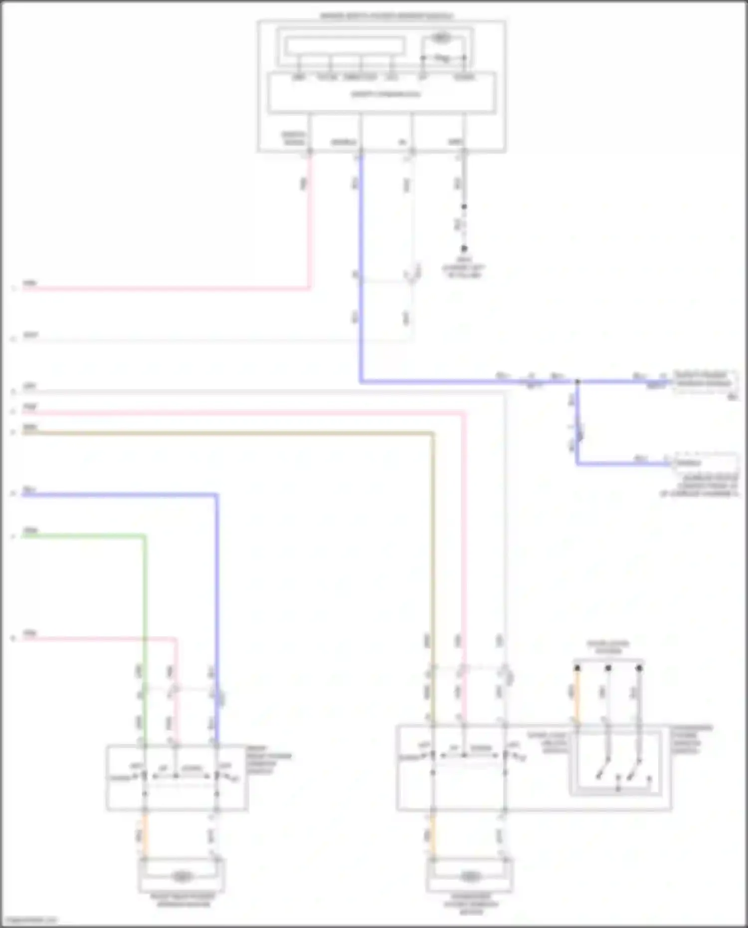 Wiring diagram right rear power window switch for Hyundai Venue I (2019-2024) (2 of 2)