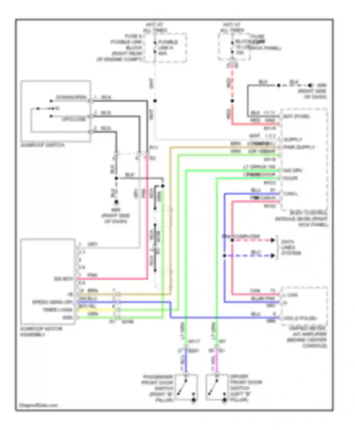 EX35 Infiniti I (2007-2013): Power top/sunroof circuit