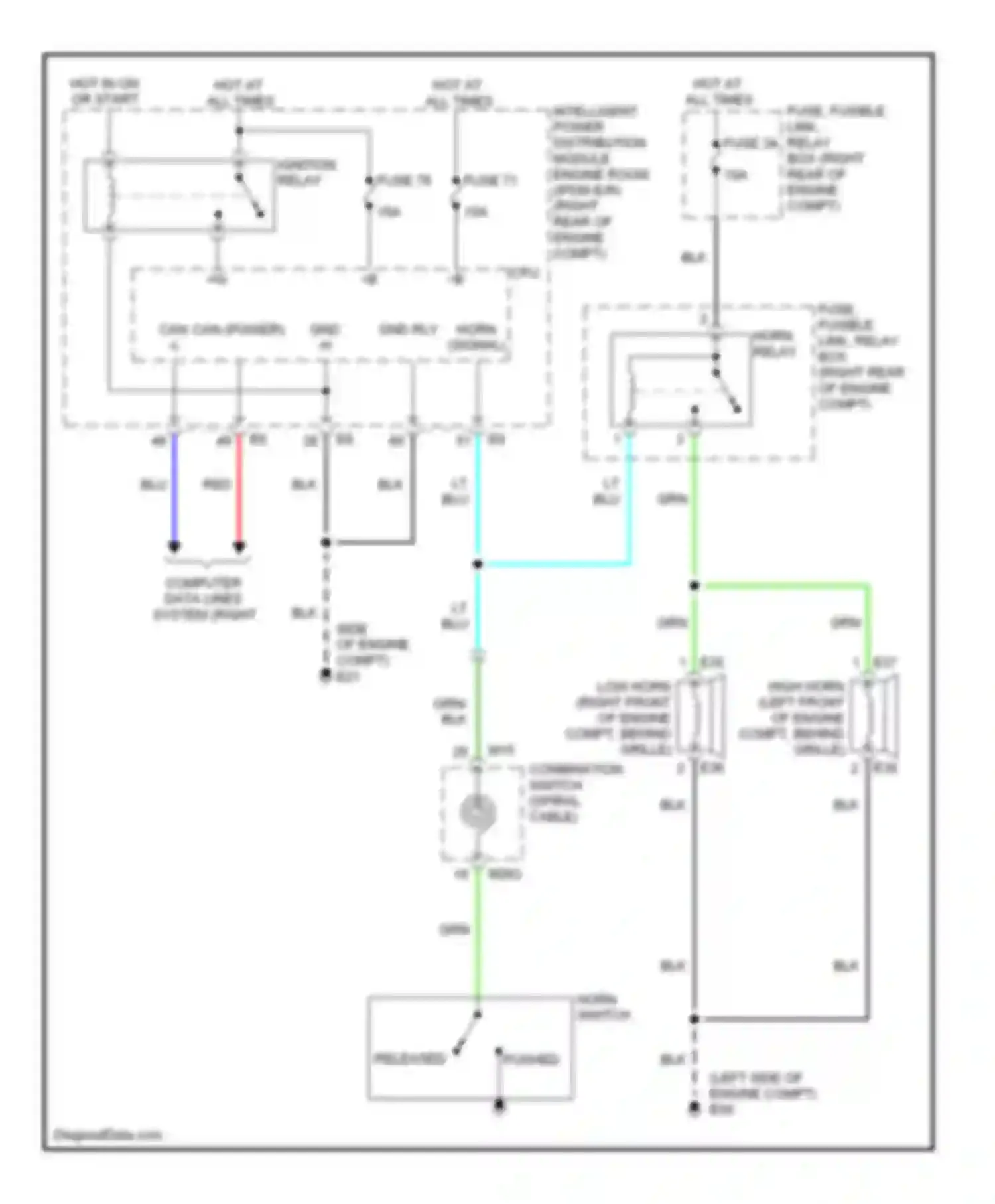 Wiring diagram fuse 71 for Infiniti FX35 I facelift (2006-2008) (8 of 11)