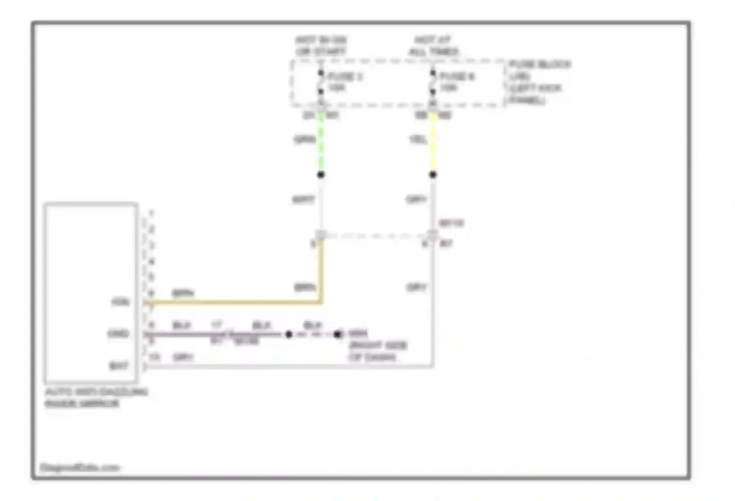 Wiring diagram auto anti-dazzling inside mirror for Infiniti FX35 II facelift (2011-2013) (1 of 1)