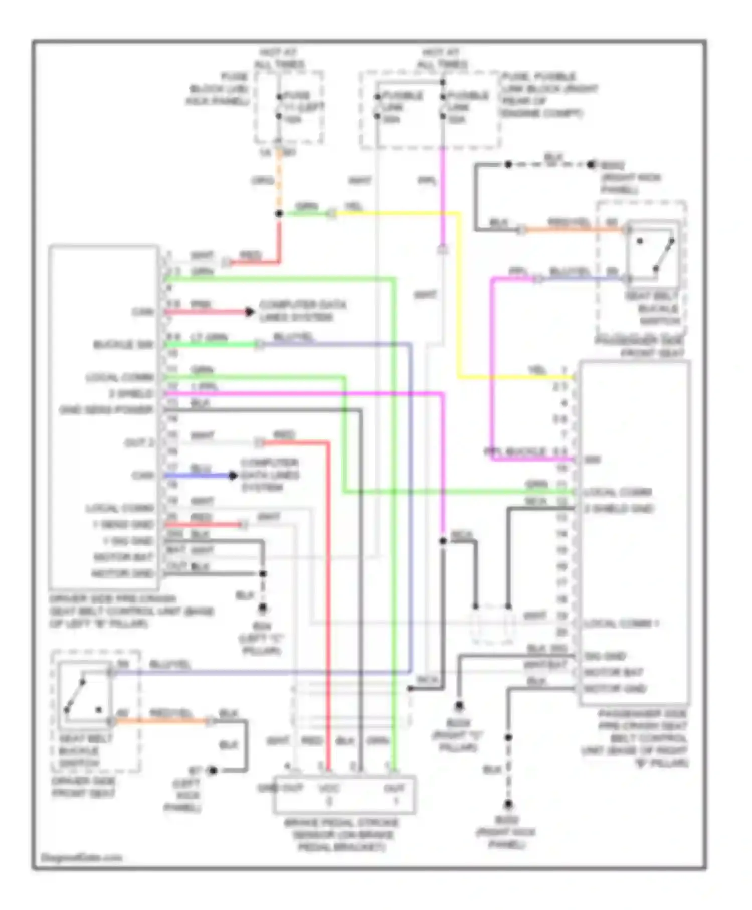 FX35 Infiniti II (2008-2011): Passive restraints circuit