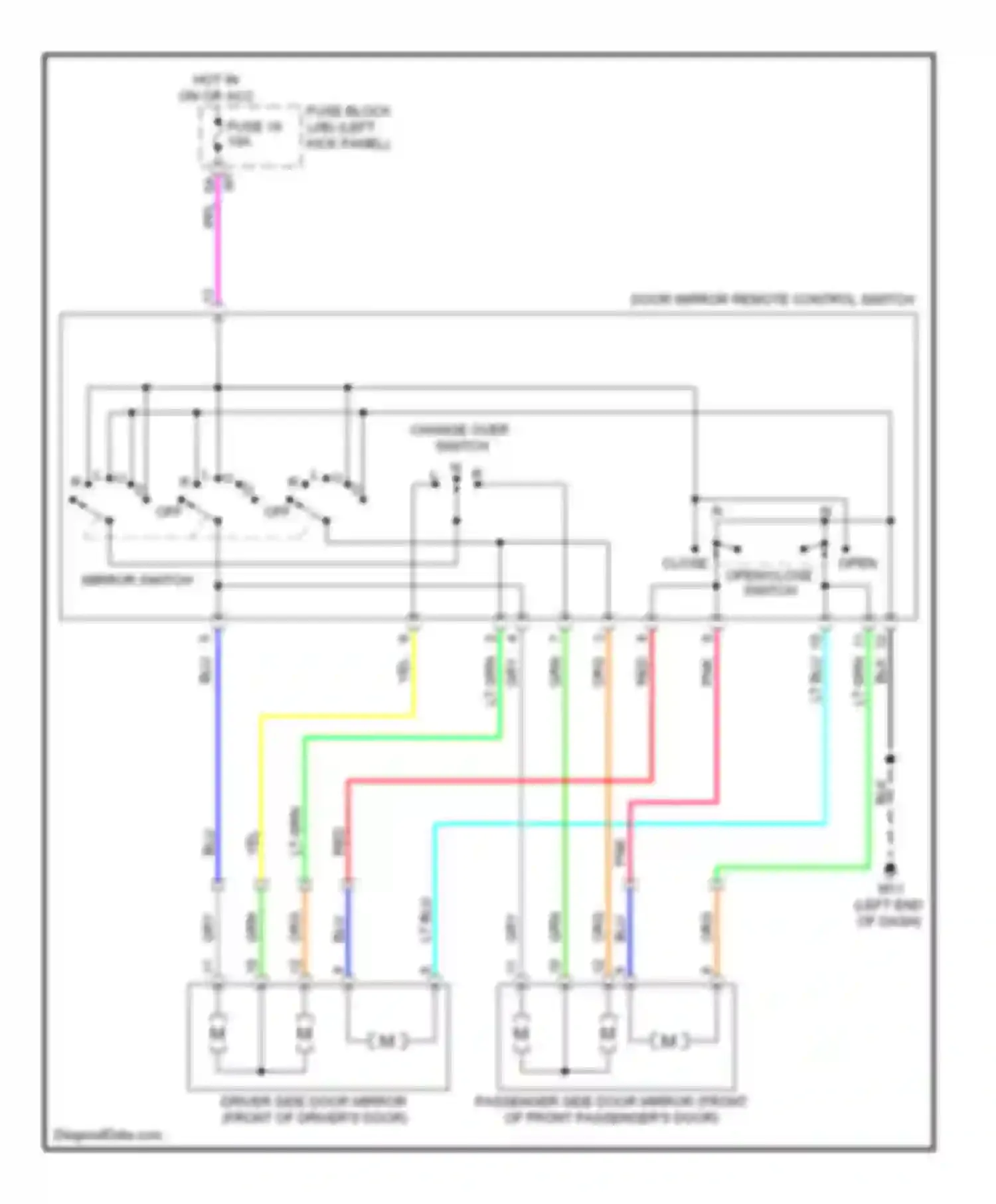 Wiring diagram door mirror remote control switch for Infiniti FX35 II (2008-2011) (2 of 2)
