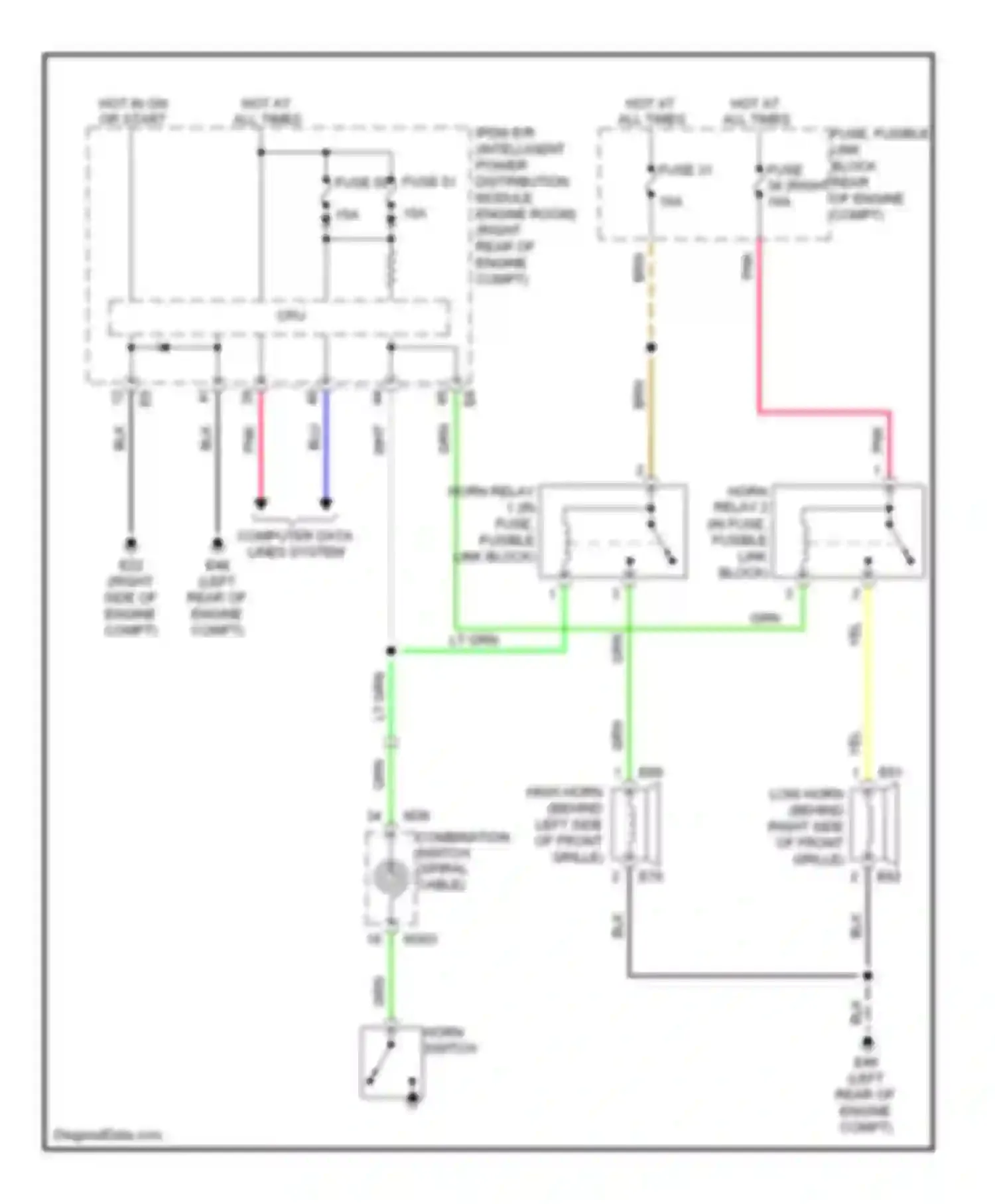 Wiring diagram fuse, fusible link block for Infiniti FX35 II (2008-2011) (1 of 2)