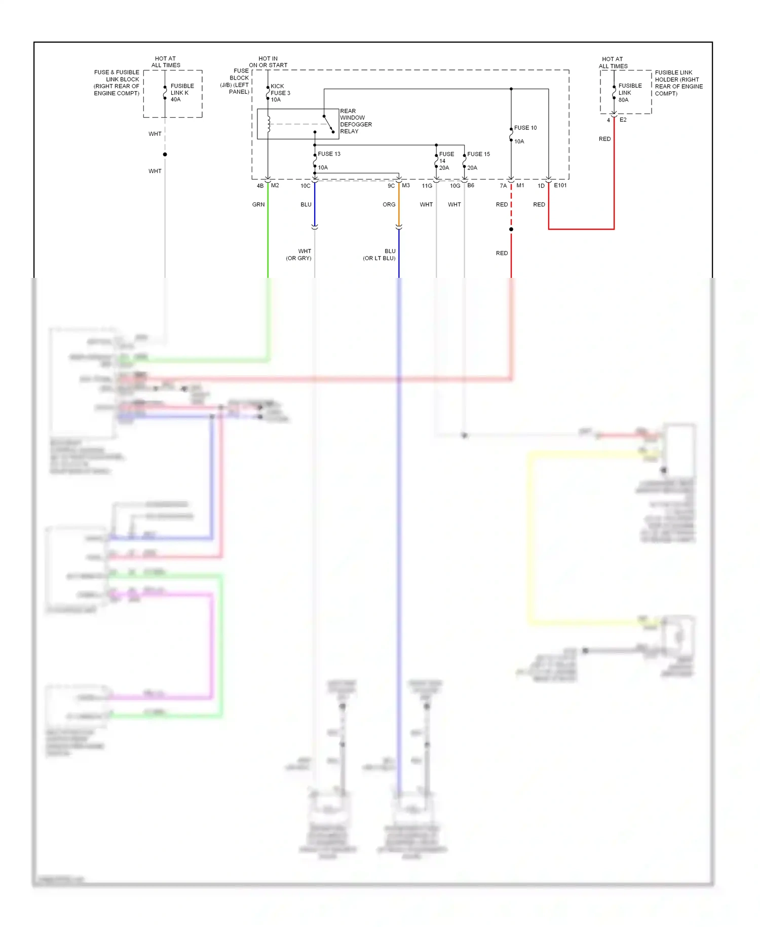Infiniti FX35 II (2008-2011) multi-function switch (rear window defogger switch) wiring diagram  (1 of 1)