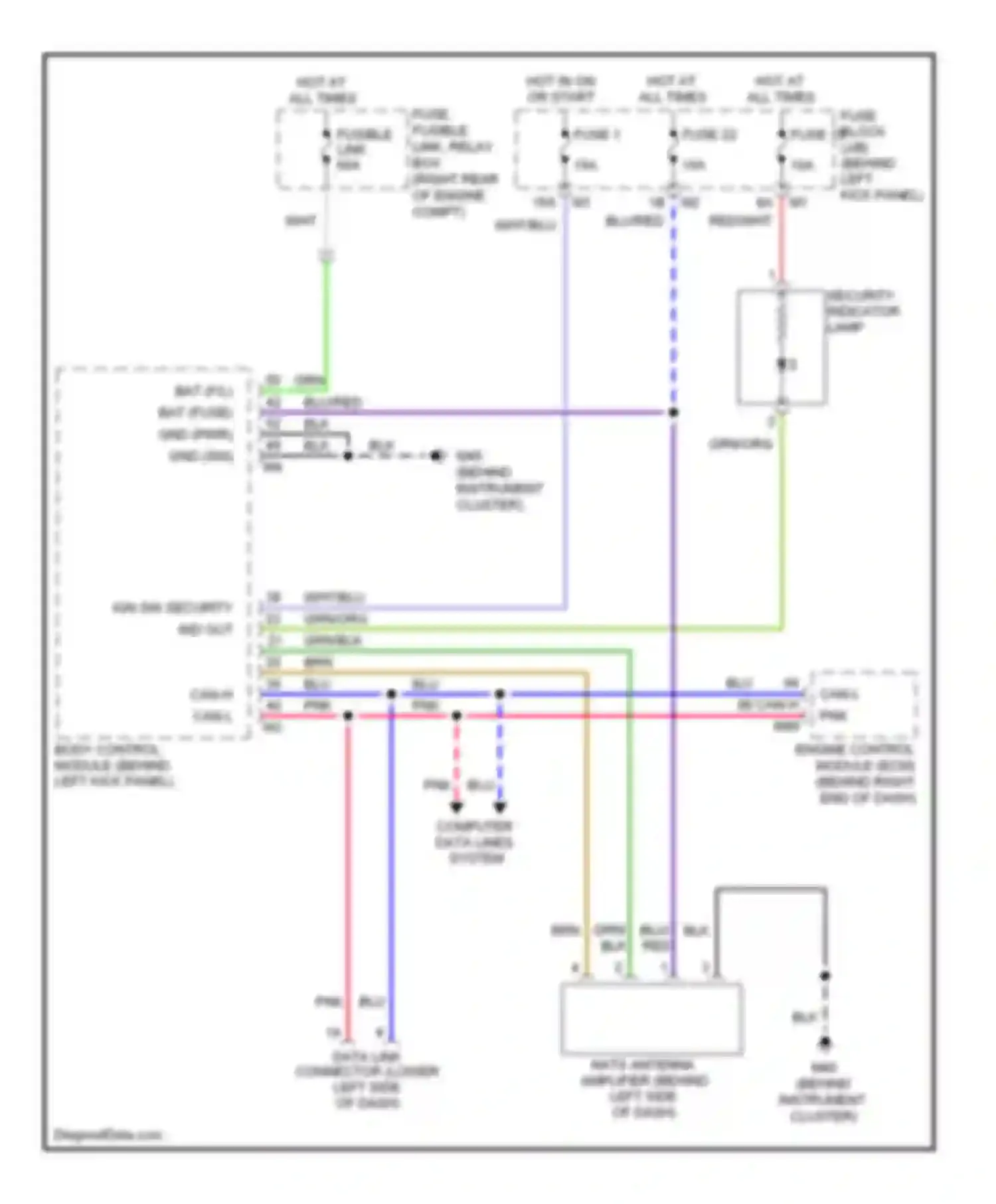 FX45 Infiniti I facelift (2005-2009): Immobilizer circuit (nats), without intelligent key unit