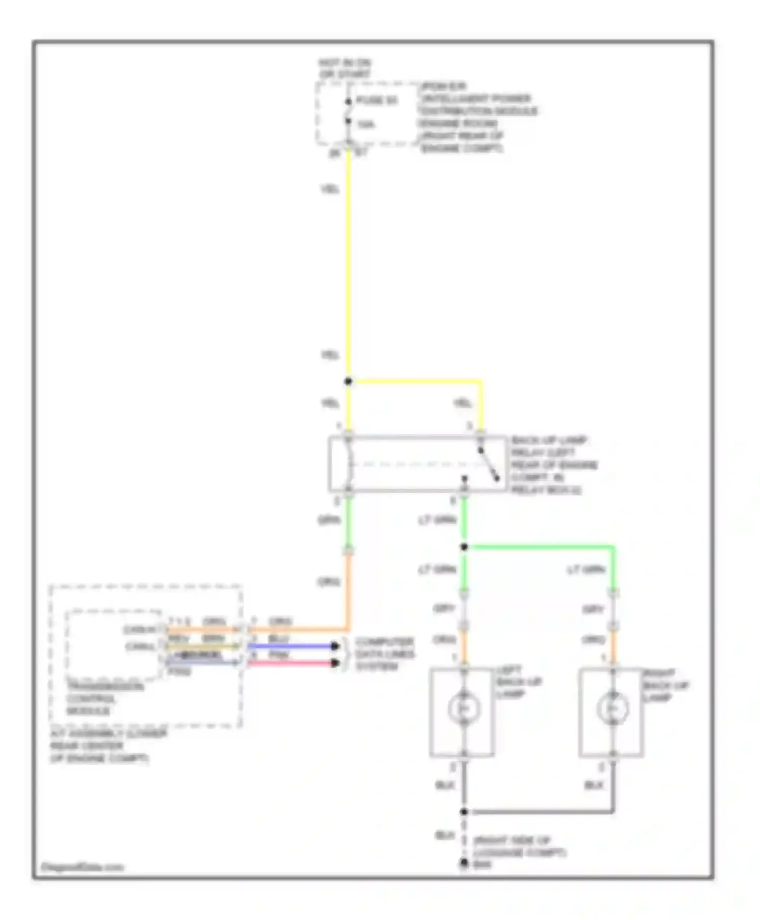 FX45 Infiniti I facelift (2005-2009): Back-up lamps circuit