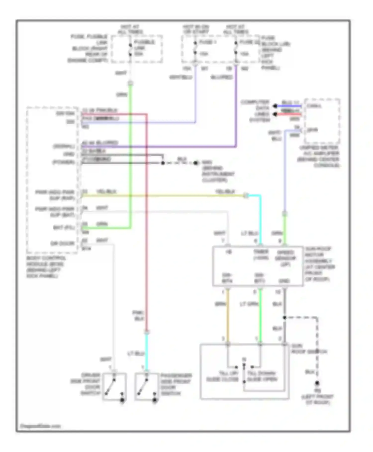 FX45 Infiniti I (2002-2006): Power top/sunroof circuit