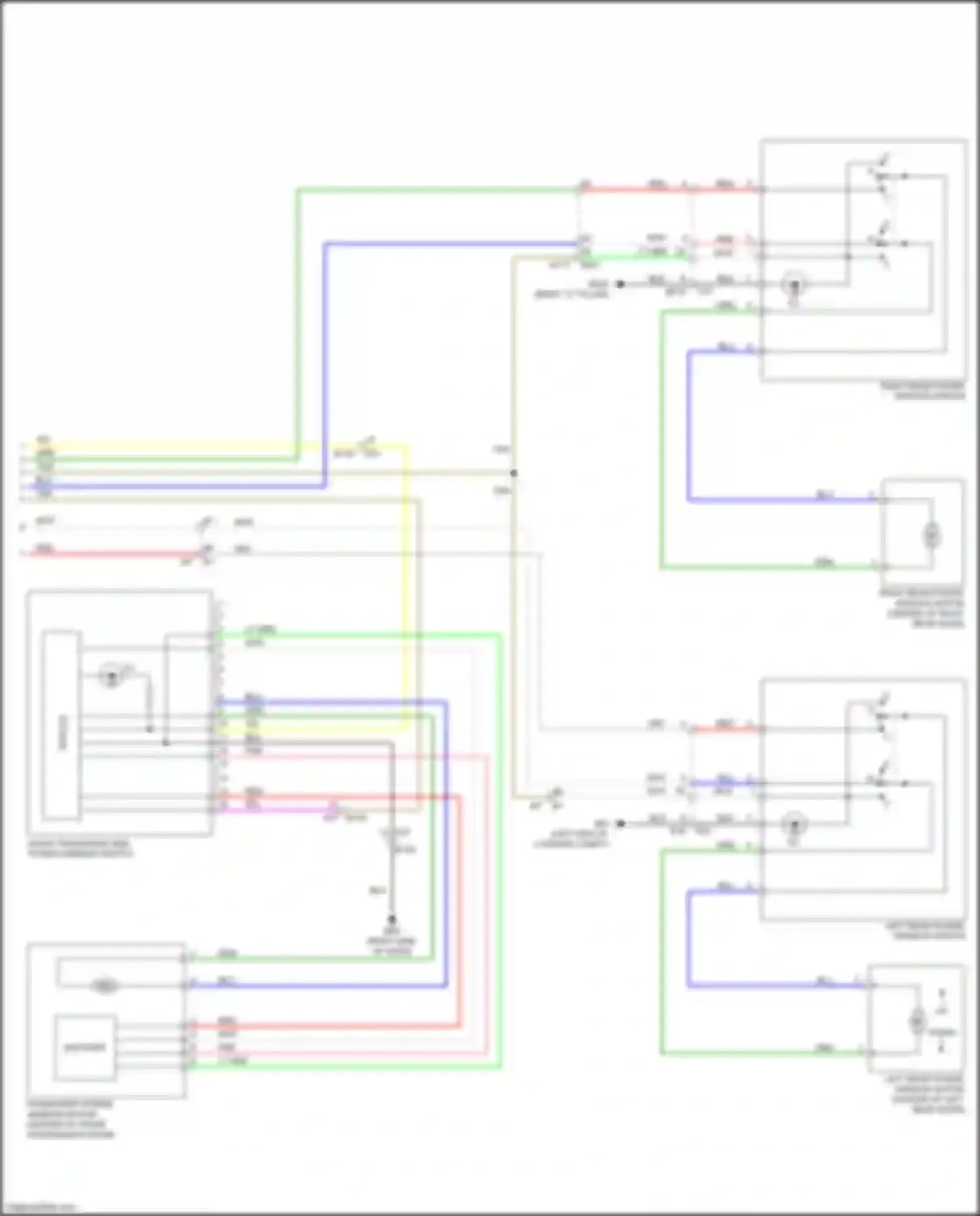 Wiring diagram front passenger side power window switch for Infiniti FX50 II facelift (2011-2013) (1 of 1)