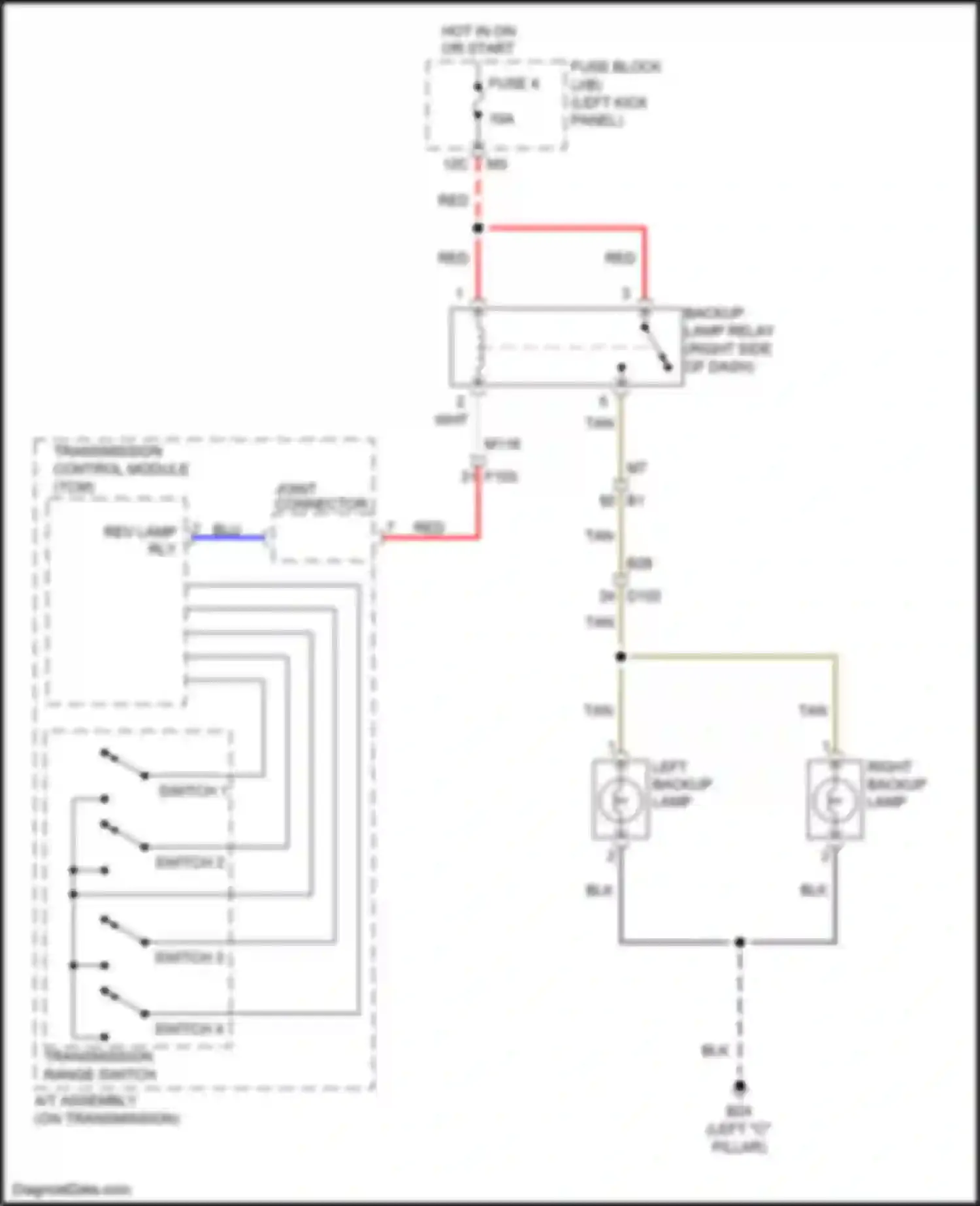 Wiring diagram left "c" pillar) for Infiniti FX50 II facelift (2011-2013) (4 of 12)