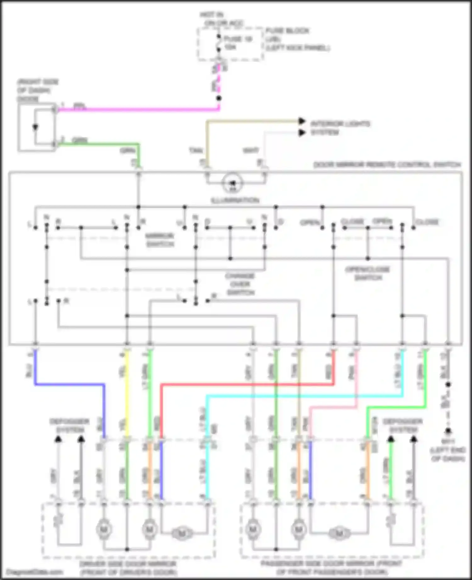 Wiring diagram mirror switch for Infiniti FX50 II facelift (2011-2013) (2 of 2)