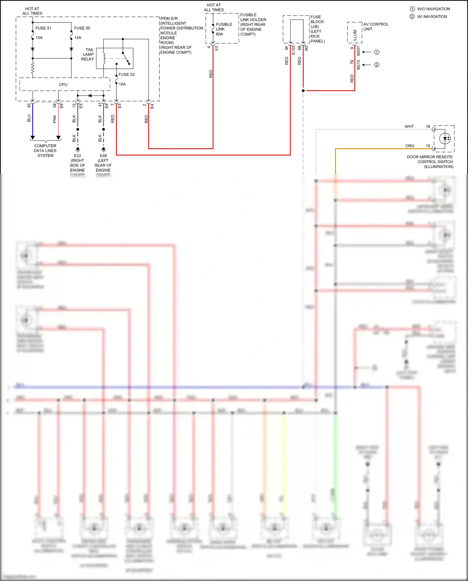Infiniti FX50 II facelift (2011-2013) mode select switch (e-sus mode select) wiring diagram  (2 of 2)