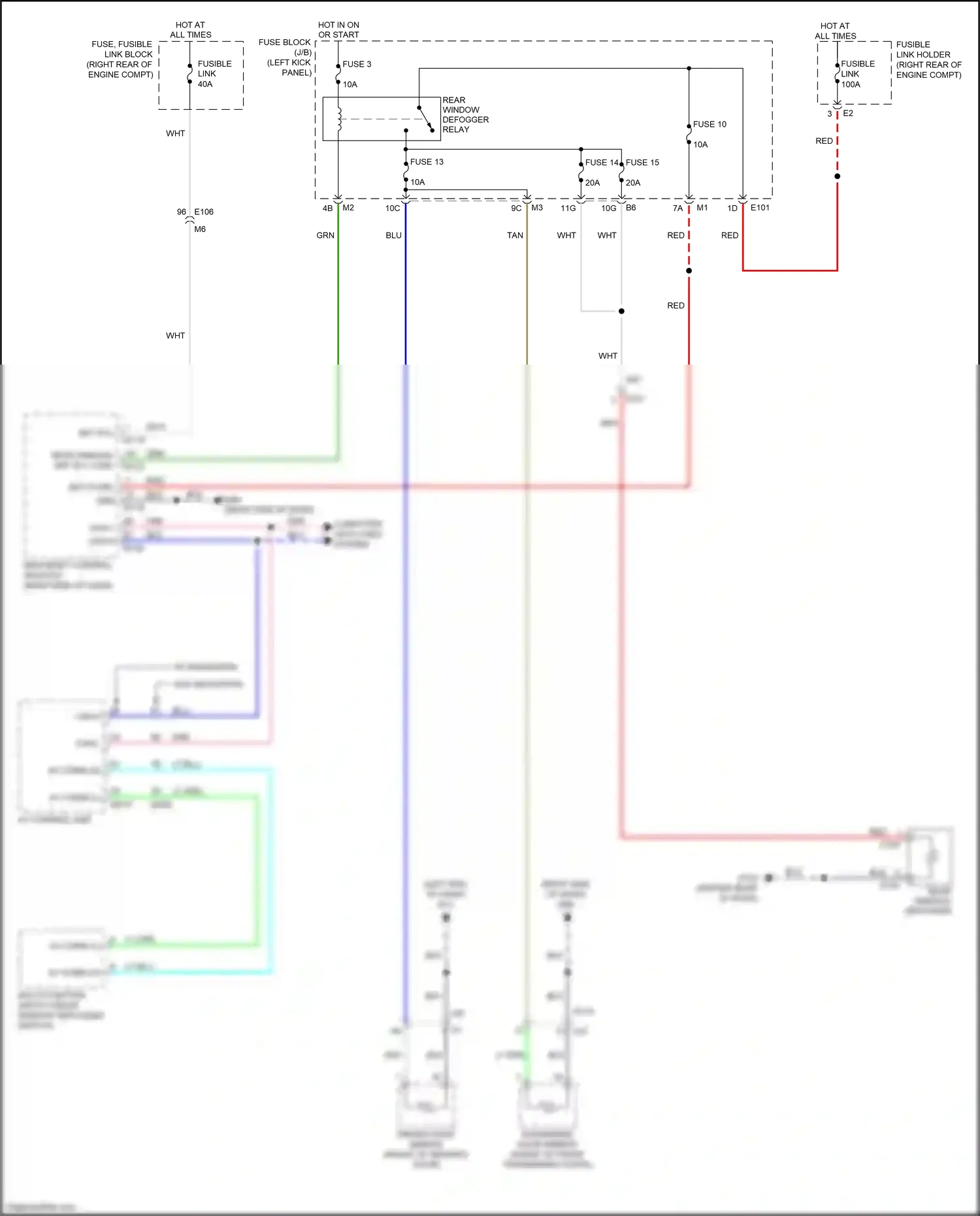 Infiniti FX50 II facelift (2011-2013) multi-function switch (rear window defogger switch) wiring diagram  (1 of 1)