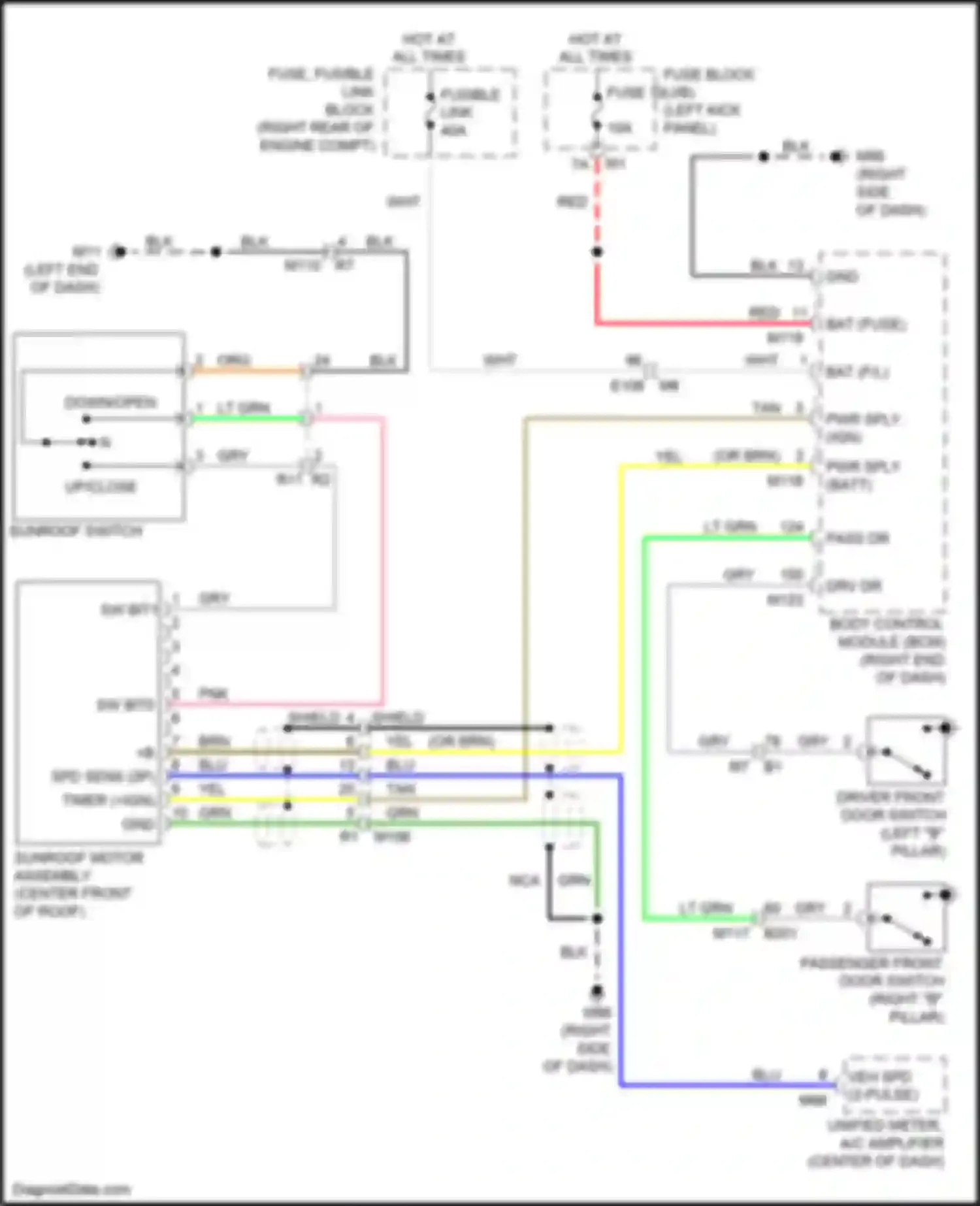 Wiring diagram sunroof switch for Infiniti FX50 II facelift (2011-2013) (1 of 1)