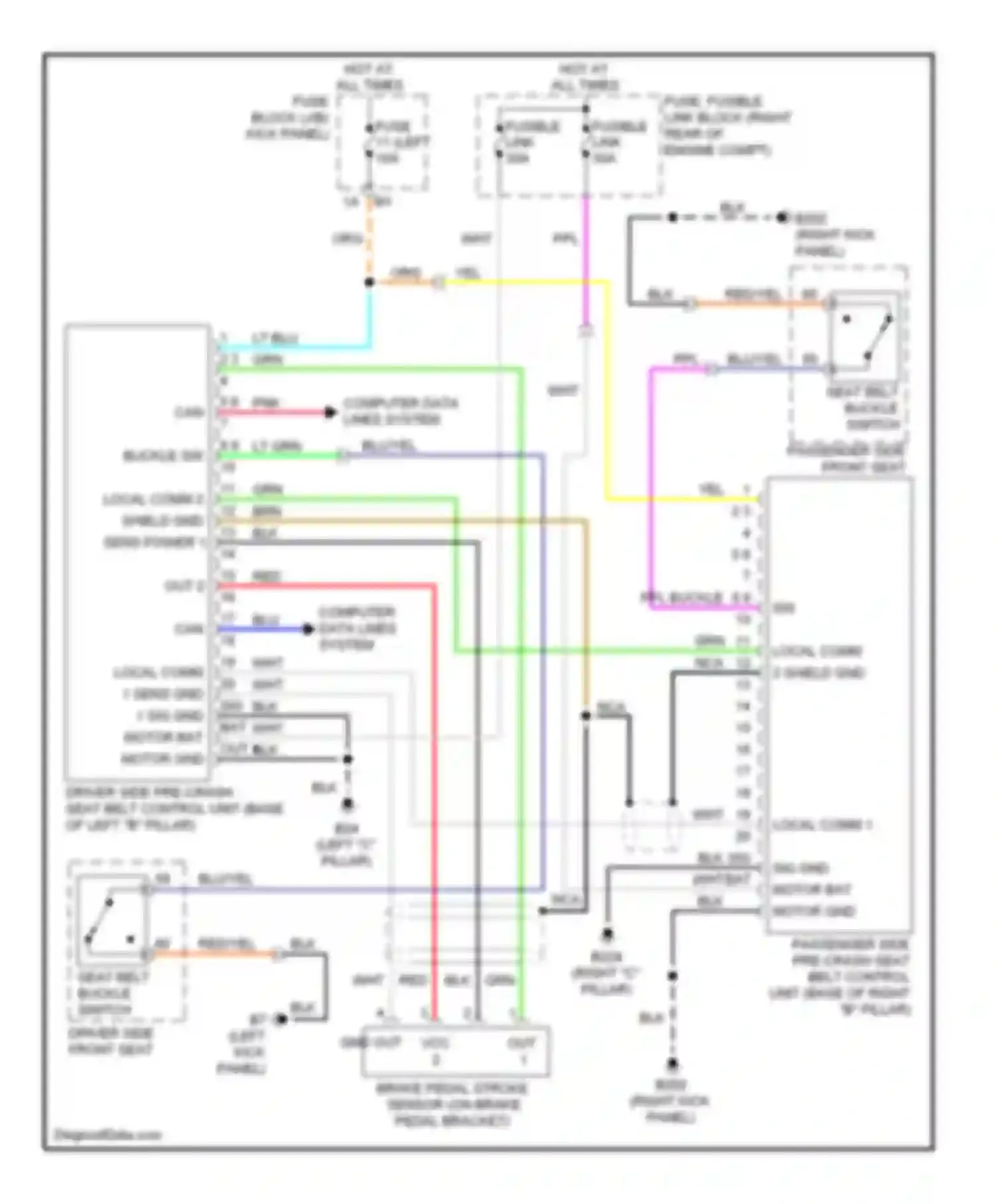 FX50 Infiniti II (2008-2012): Passive restraints circuit