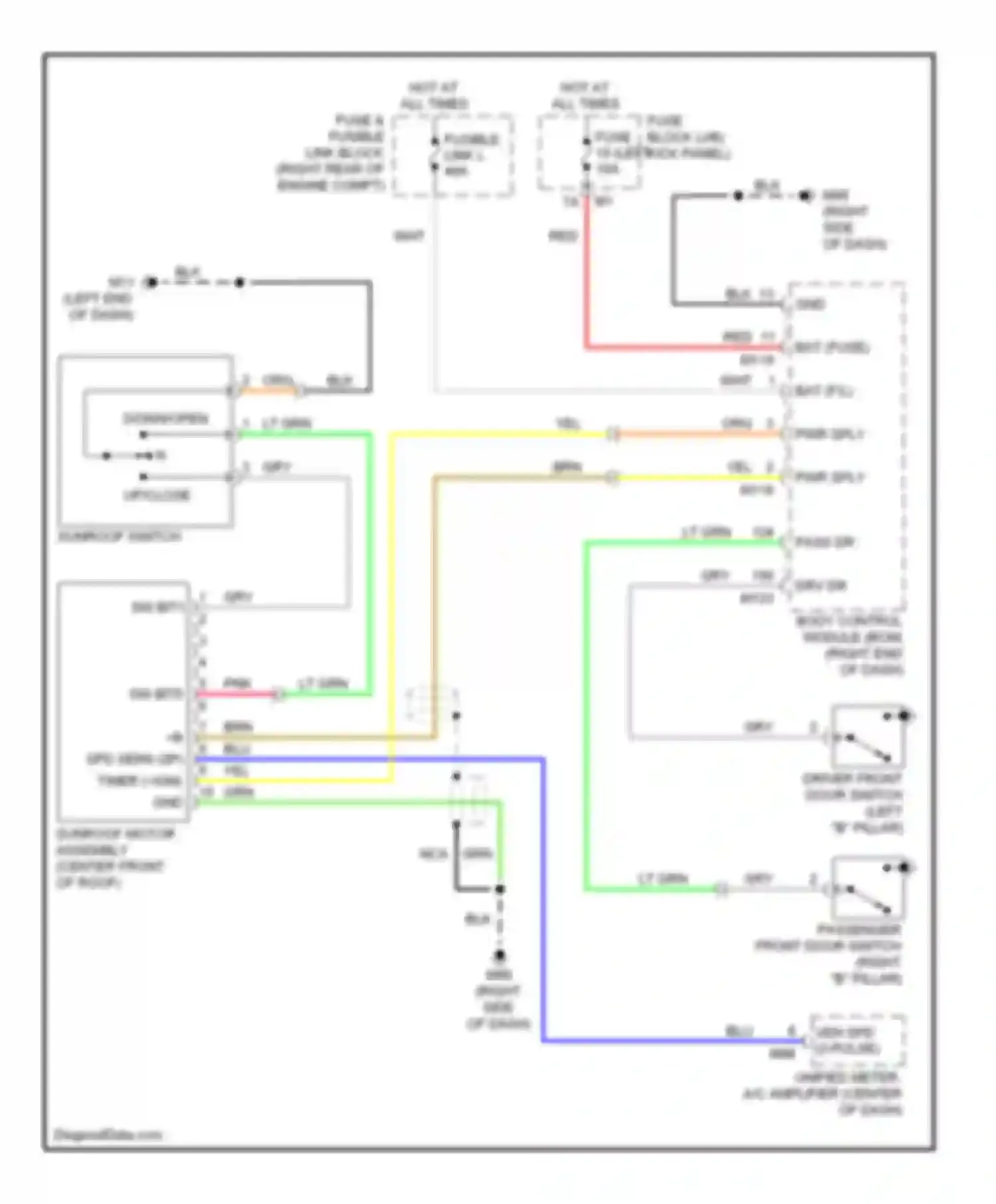 FX50 Infiniti II (2008-2012): Power top/sunroof circuit