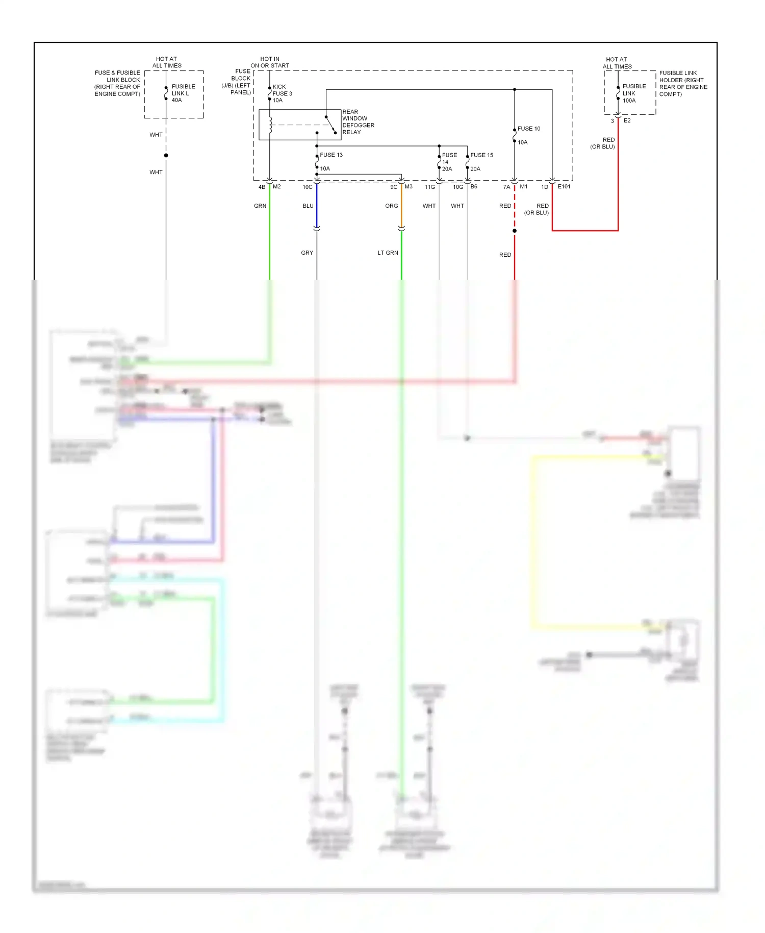 Infiniti FX50 II (2008-2012) multi-function switch (rear window defogger switch) wiring diagram  (1 of 1)