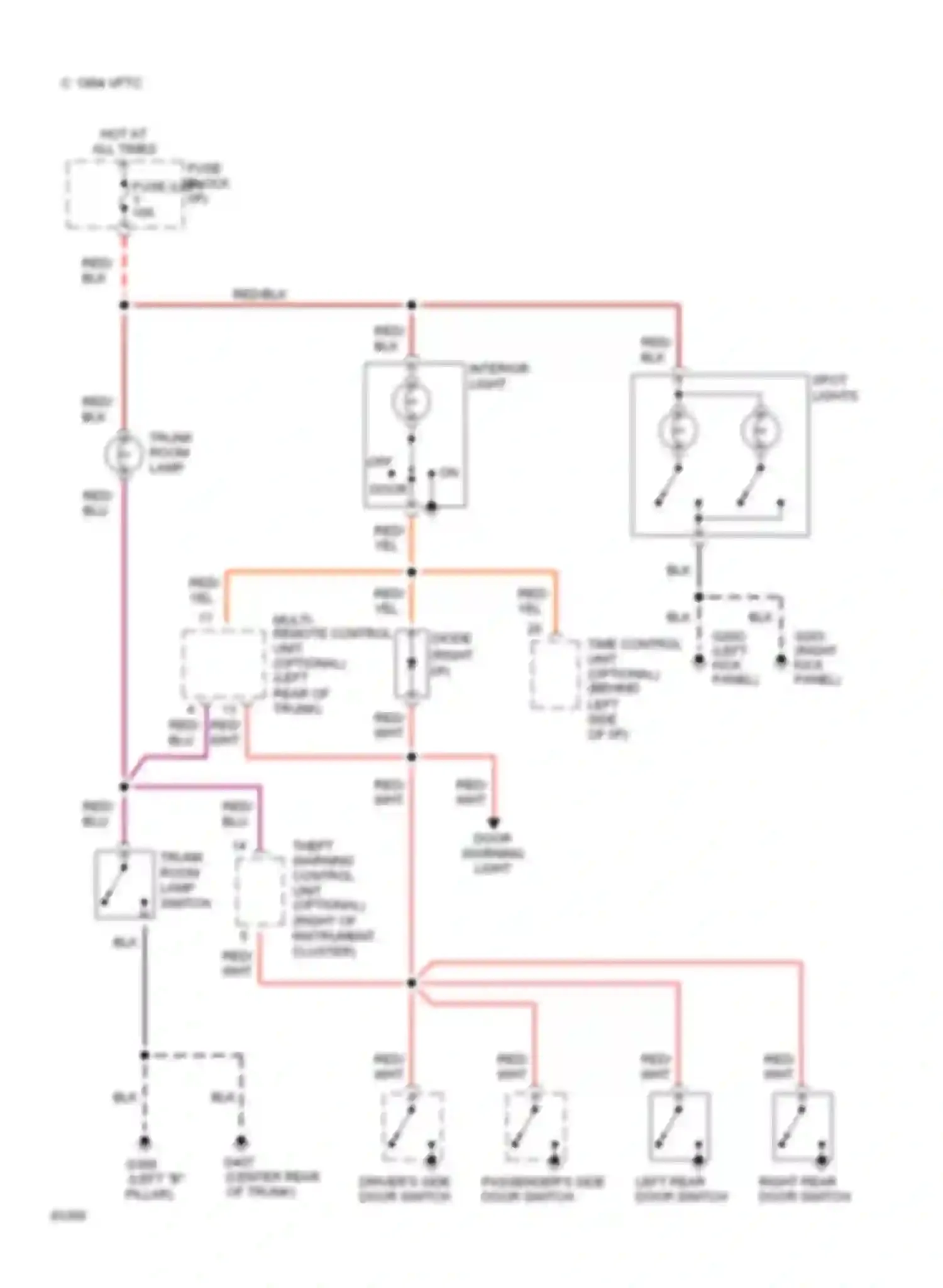 Wiring diagram trunk room lamp for Infiniti G20 I (1991-1996) (1 of 2)
