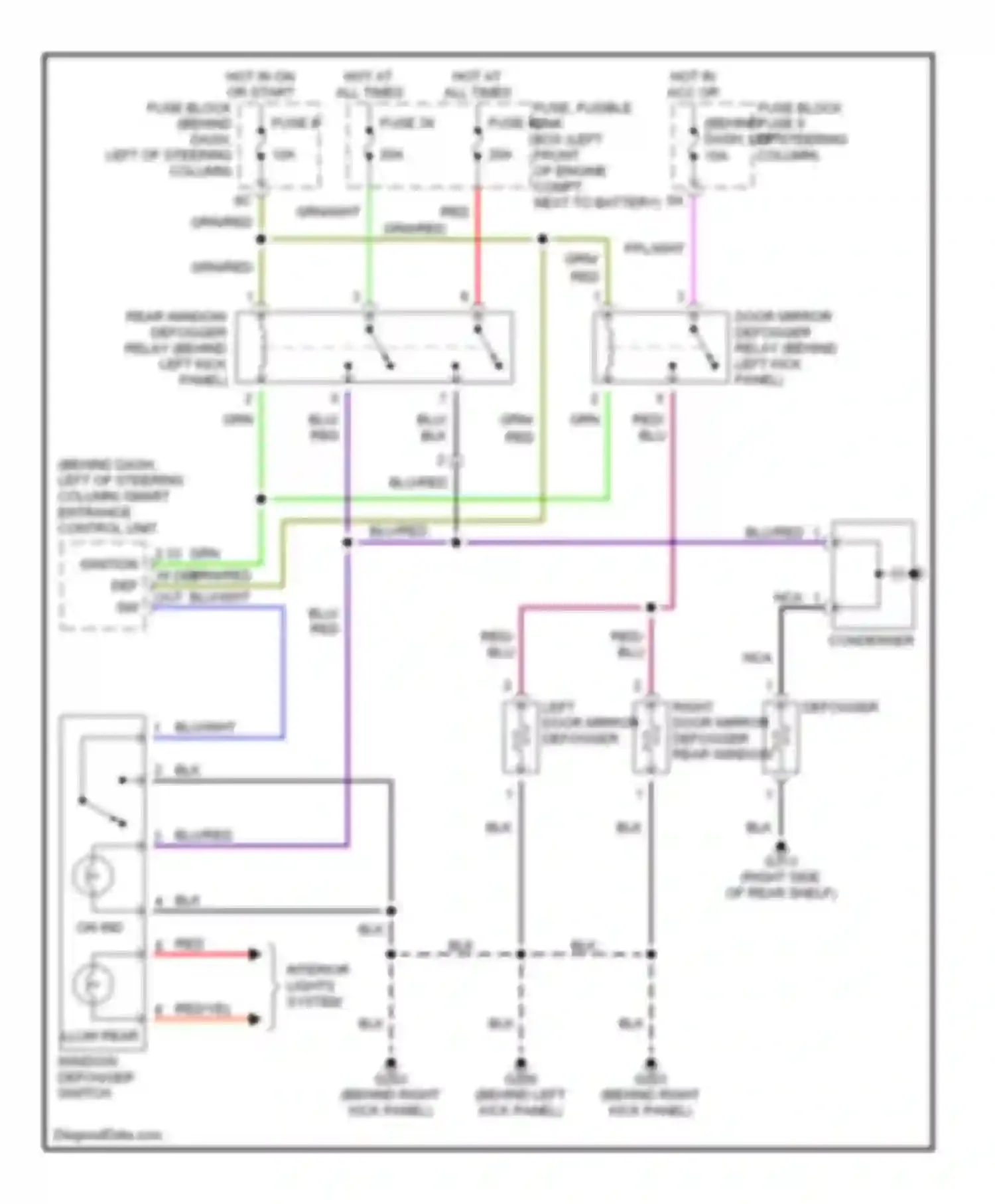 Wiring diagram right door mirror defogger rear window defogger for Infiniti G20 II (1999-2002) (1 of 1)