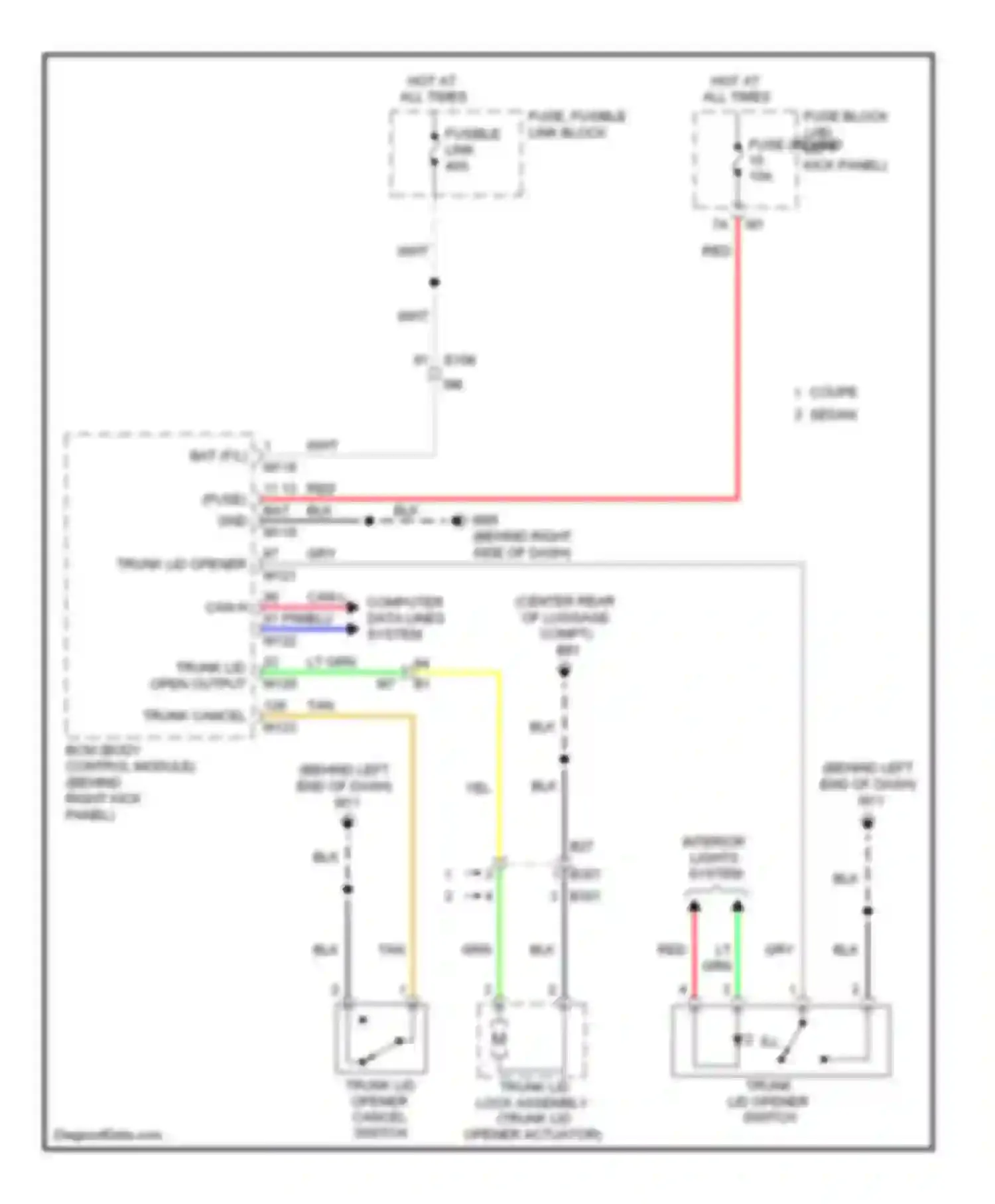 G25 Infiniti IV facelift (2006-2013): Trunk release circuit