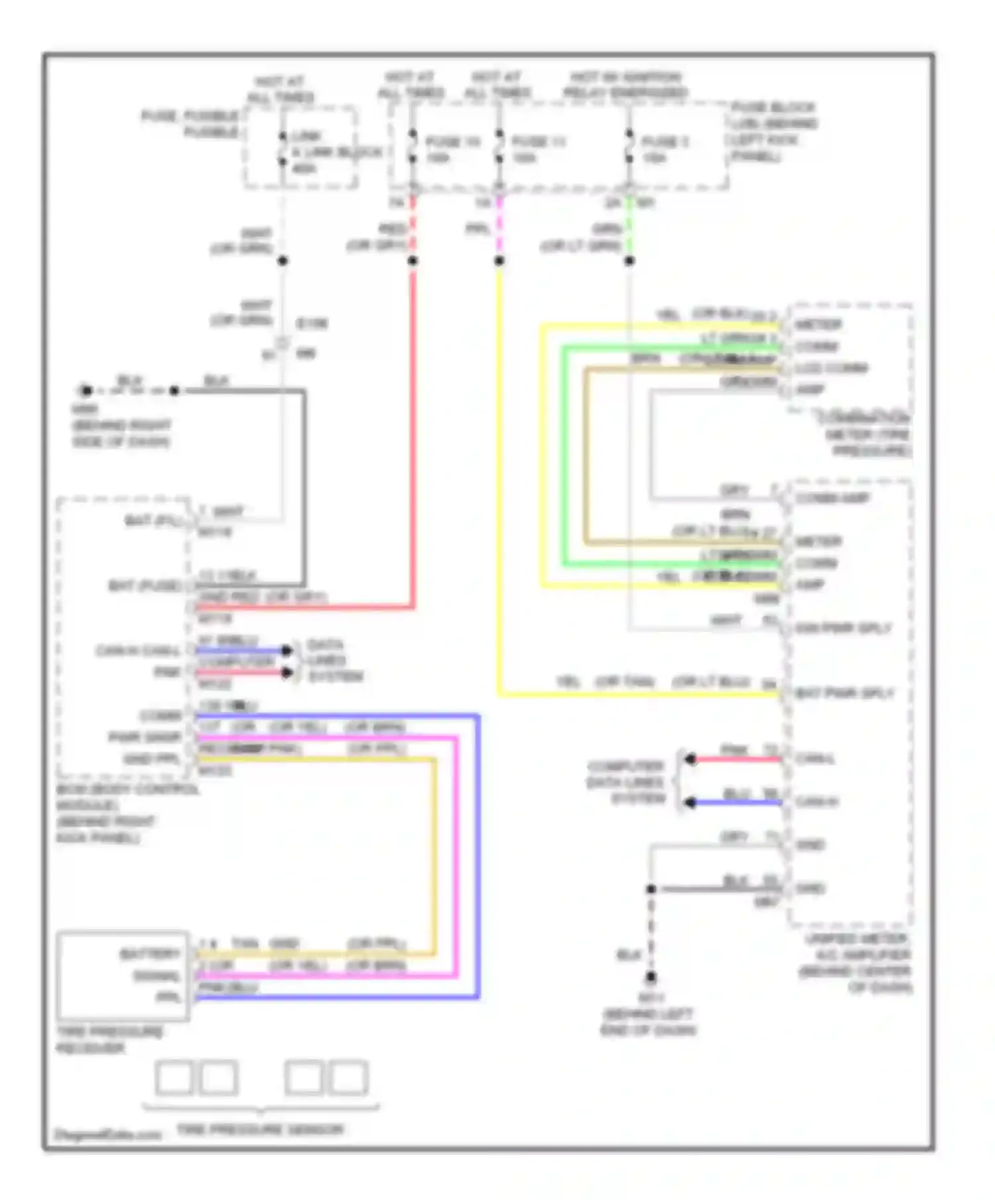 G25 Infiniti IV facelift (2006-2013): Tire pressure monitoring circuit