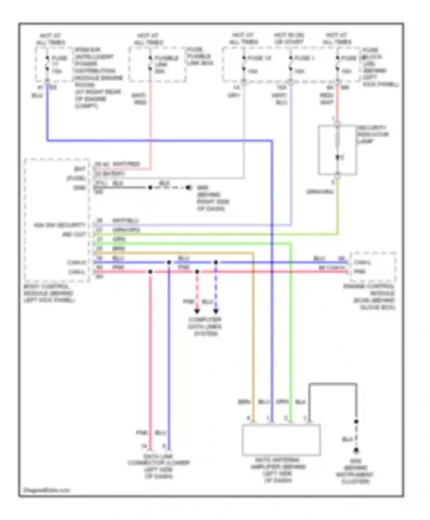 G35 Infiniti III (2002-2007): Immobilizer circuit (nats), without intelligent key unit