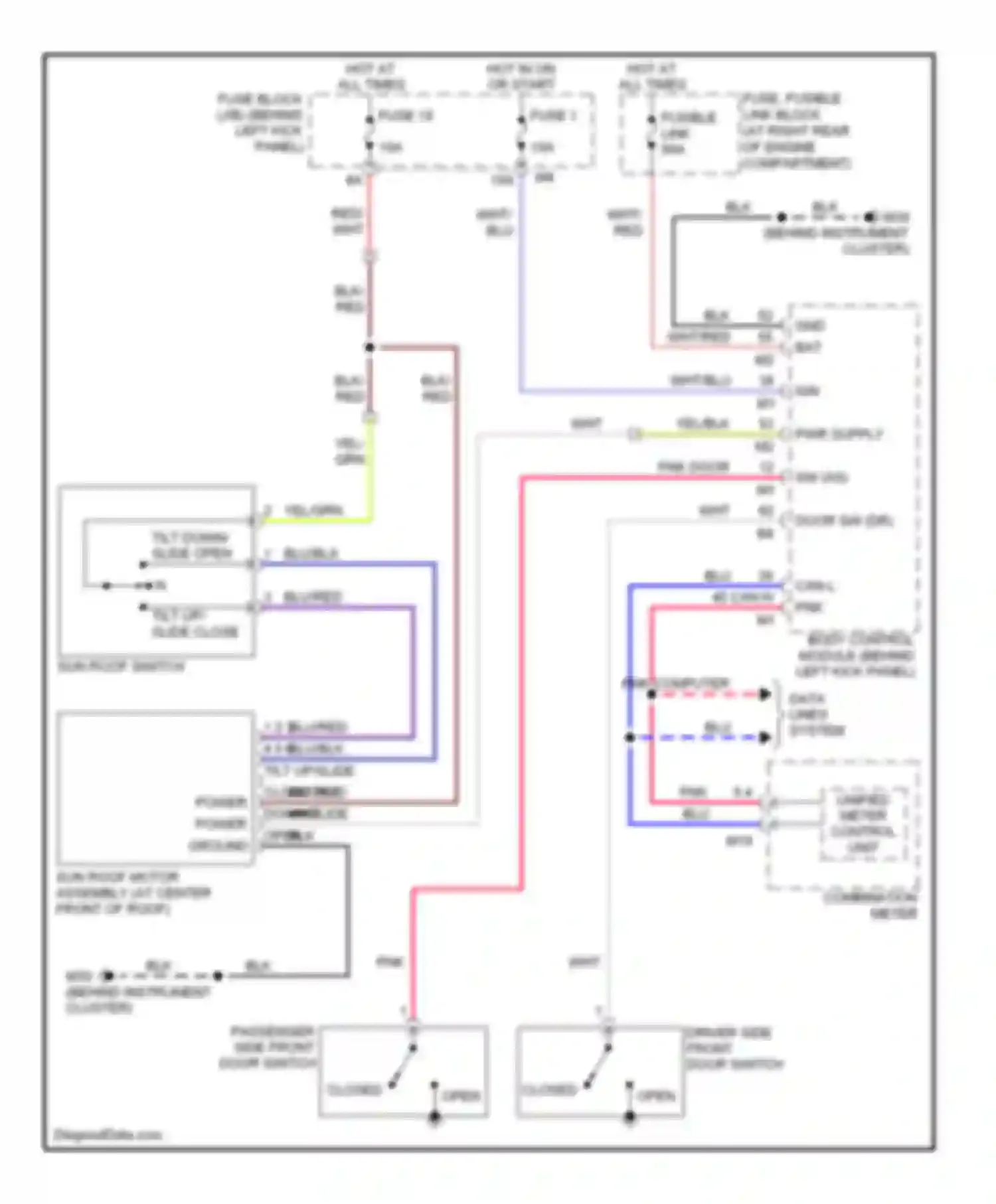 G35 Infiniti III (2002-2007): Power top/sunroof circuit, sedan