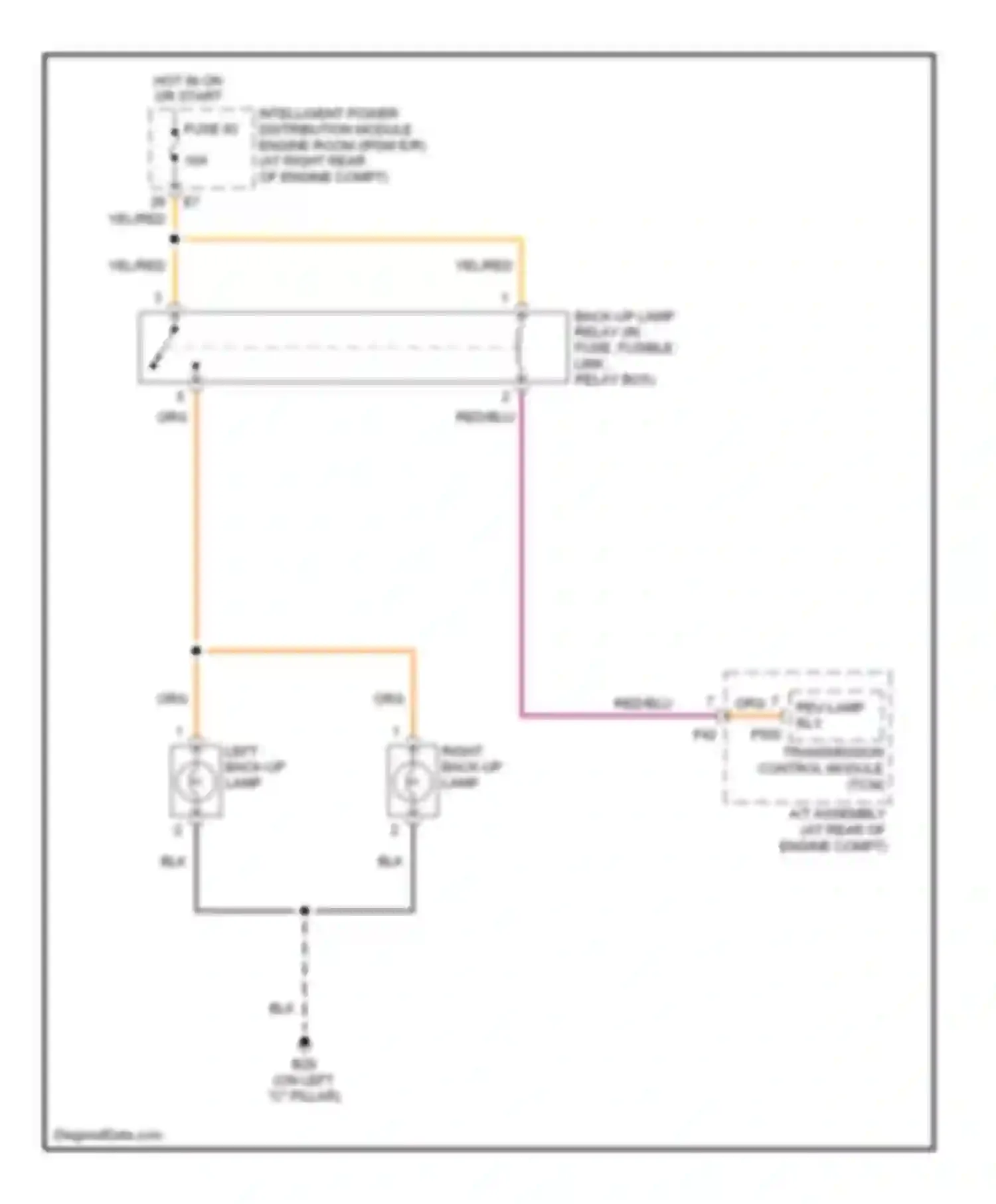 Wiring diagram left back-up lamp for Infiniti G35 III (2002-2007) (1 of 2)
