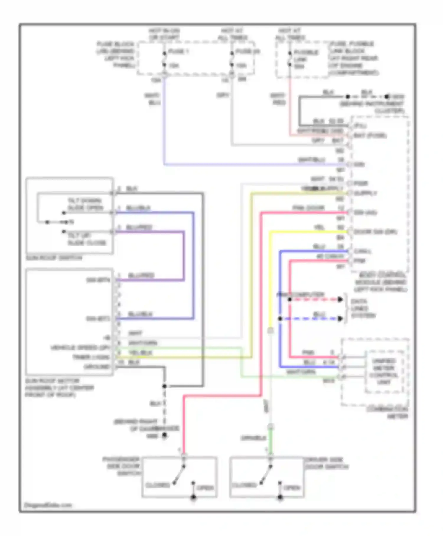 Wiring diagram tilt down/ slide open for Infiniti G35 III (2002-2007) (1 of 2)