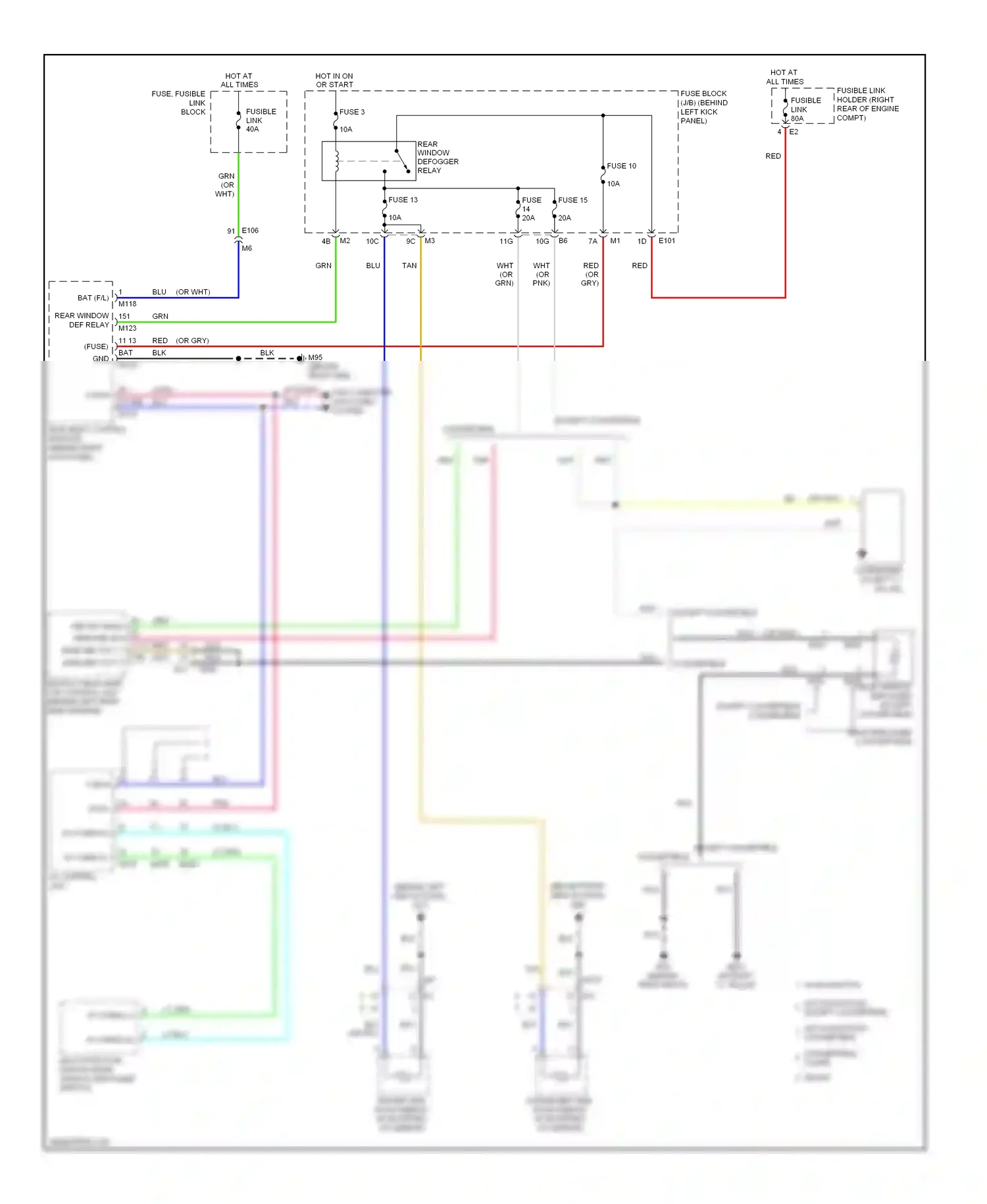 Infiniti G37 IV facelift (2006-2013) multi-function switch (rear window defogger switch) wiring diagram  (1 of 1)