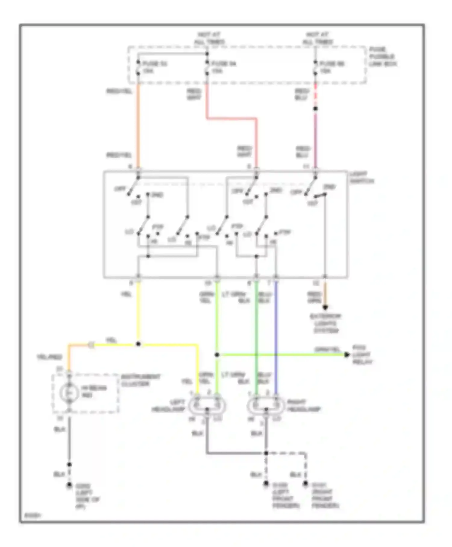 I30 Infiniti I (1995-1999): Headlamps circuit, without drl