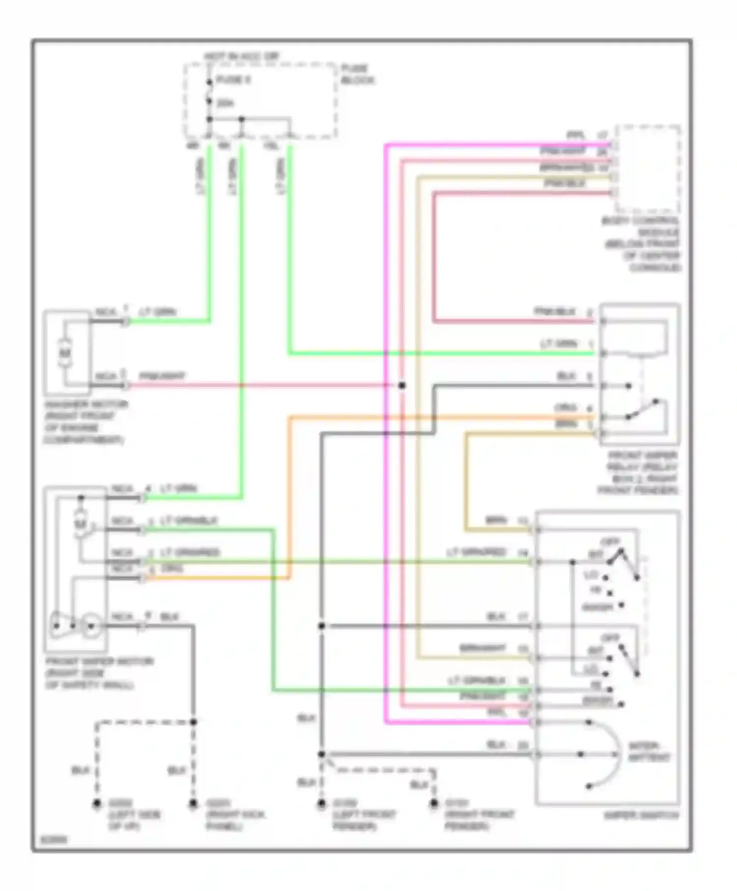 I30 Infiniti I (1995-1999): Wiper/washer circuit