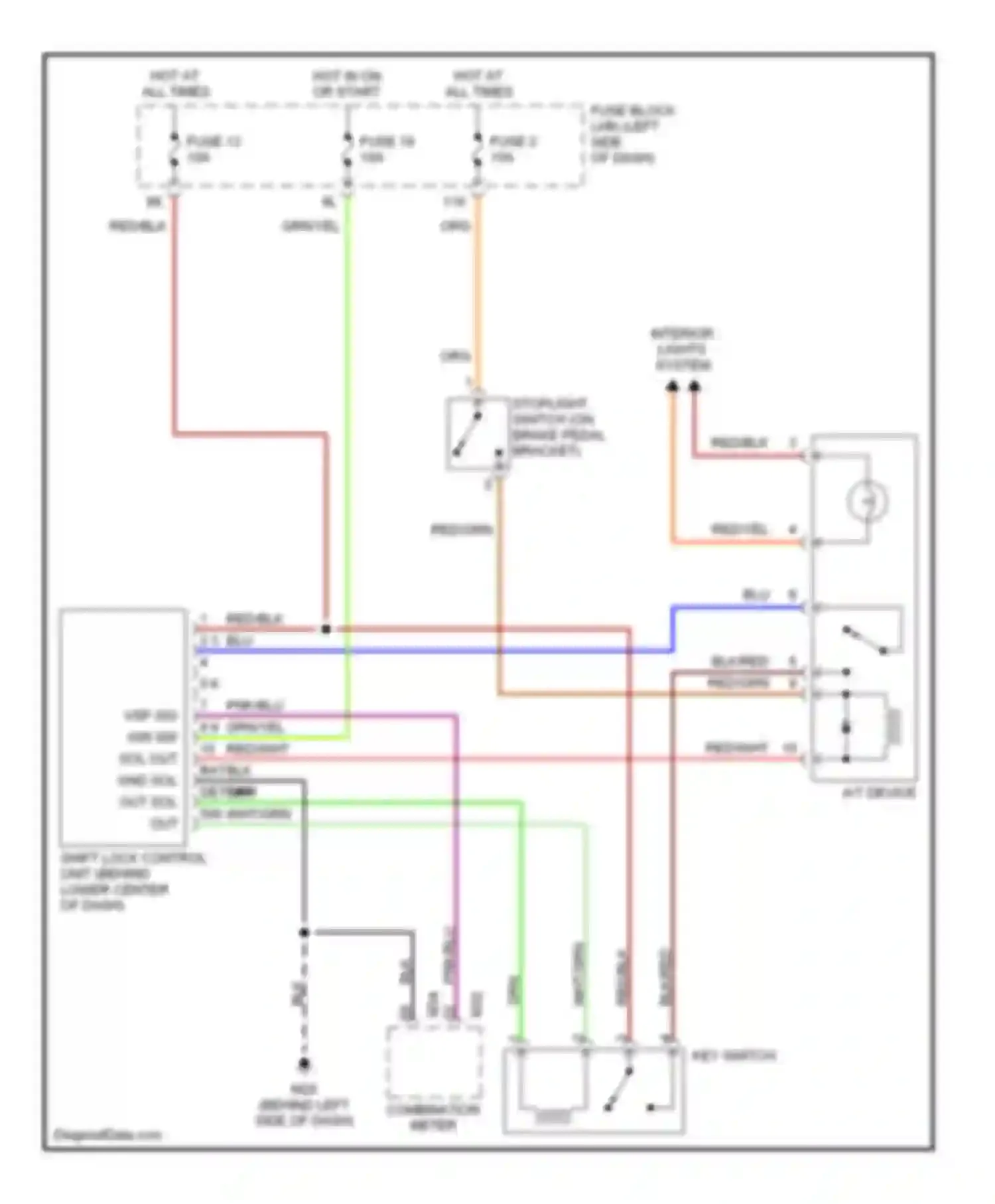 I35 Infiniti II (2000-2004): Shift interlock circuit