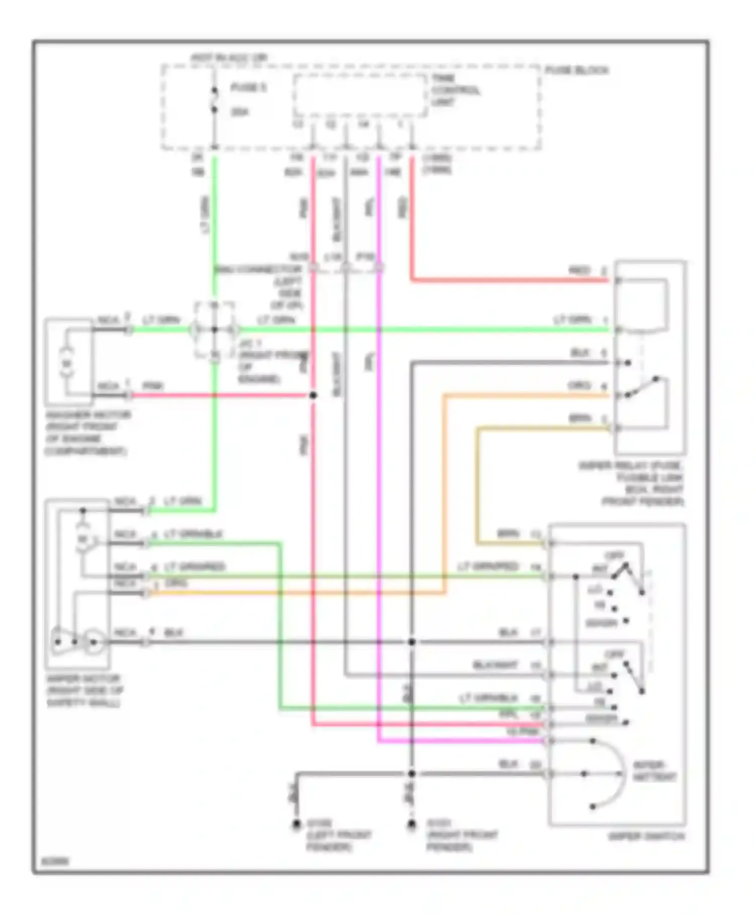 J30 Infiniti I (1992-1997): Wiper/washer circuit
