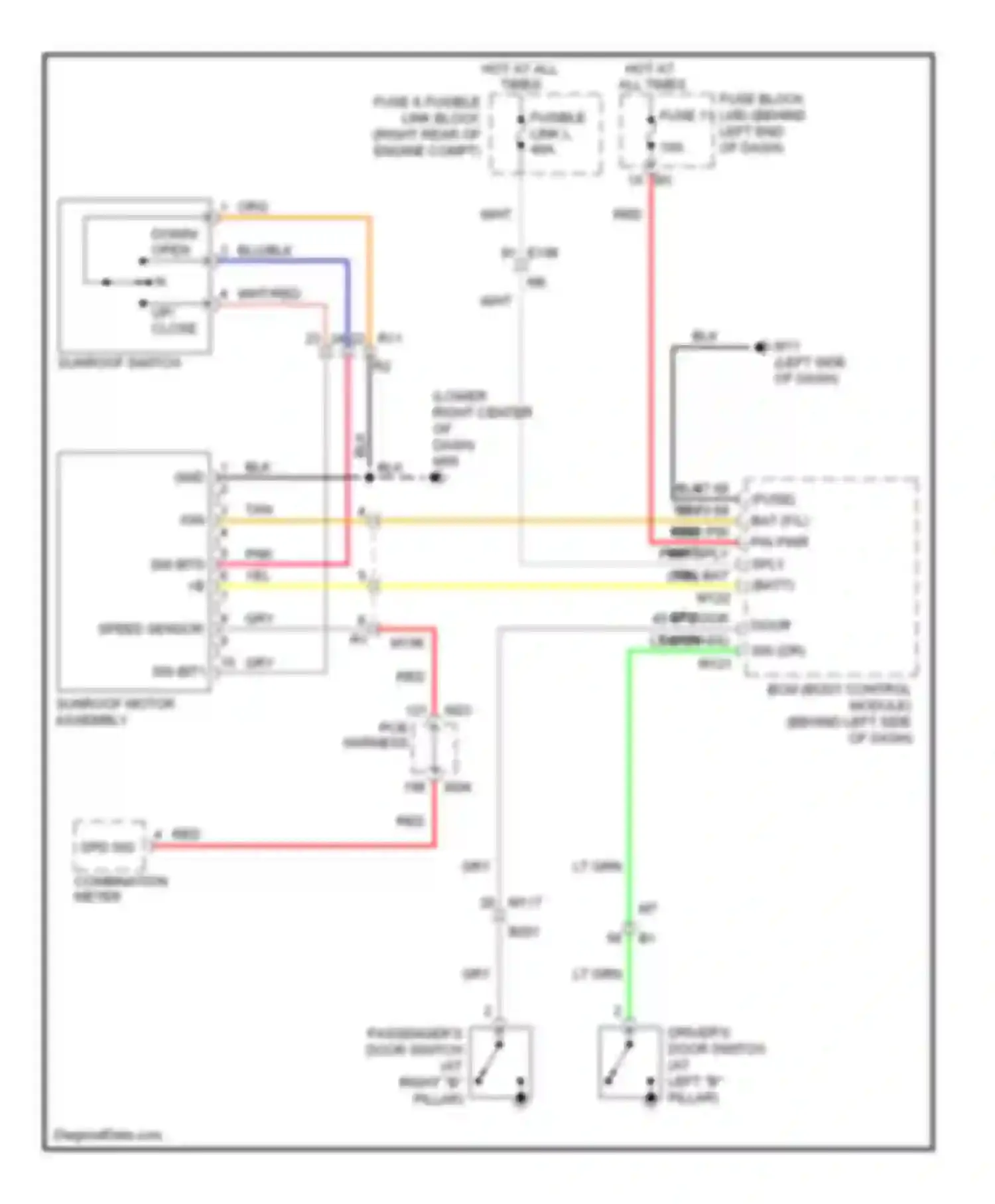 M37 Infiniti IV (2010-2014): Power top/sunroof circuit