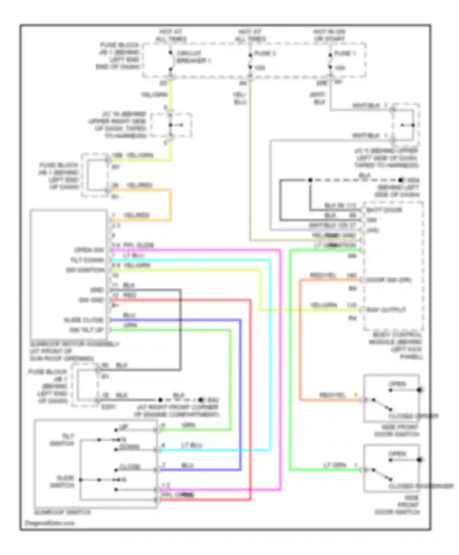 M45 Infiniti II (2002-2004): Power top/sunroof circuit