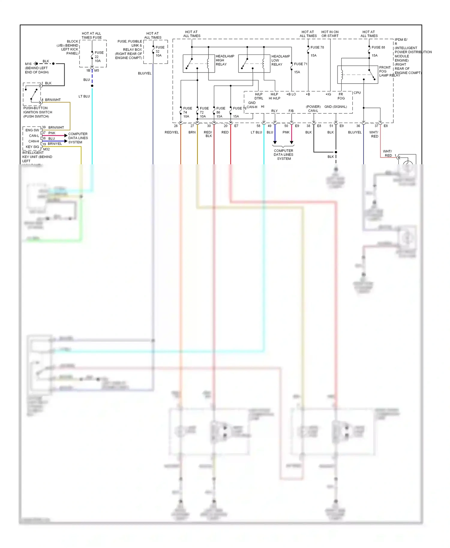Infiniti M45 III facelift (2008-2010) push-button ignition switch (push switch) wiring diagram  (3 of 4)