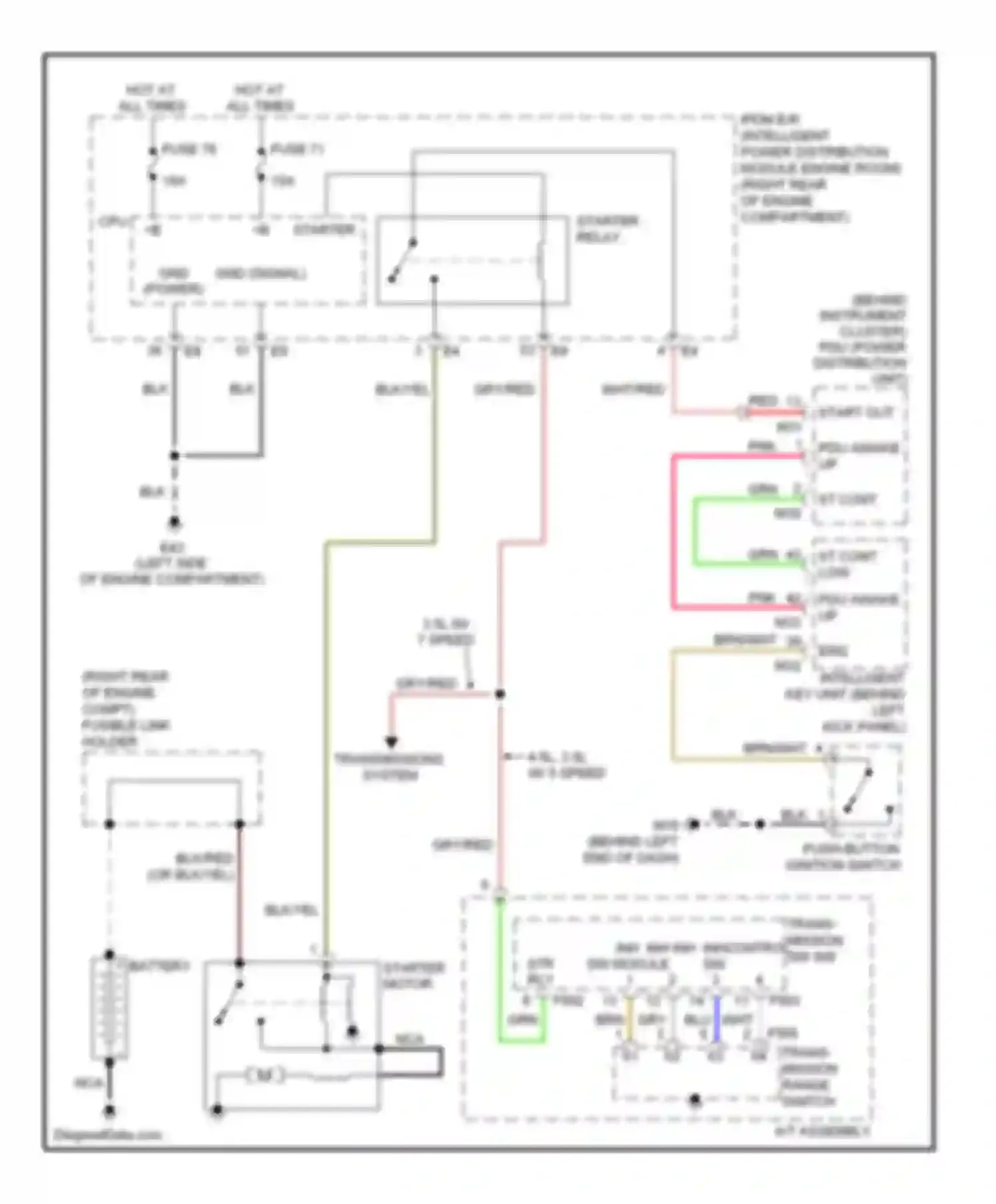Wiring diagram push button ignition switch for Infiniti M45 III facelift (2008-2010) (4 of 4)