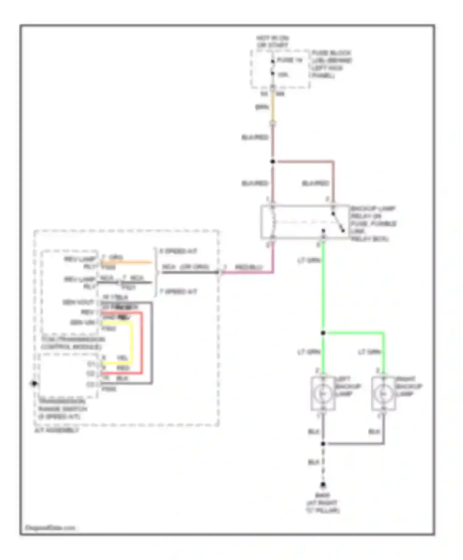 Wiring diagram right backup lamp for Infiniti M45 III facelift (2008-2010) (1 of 1)