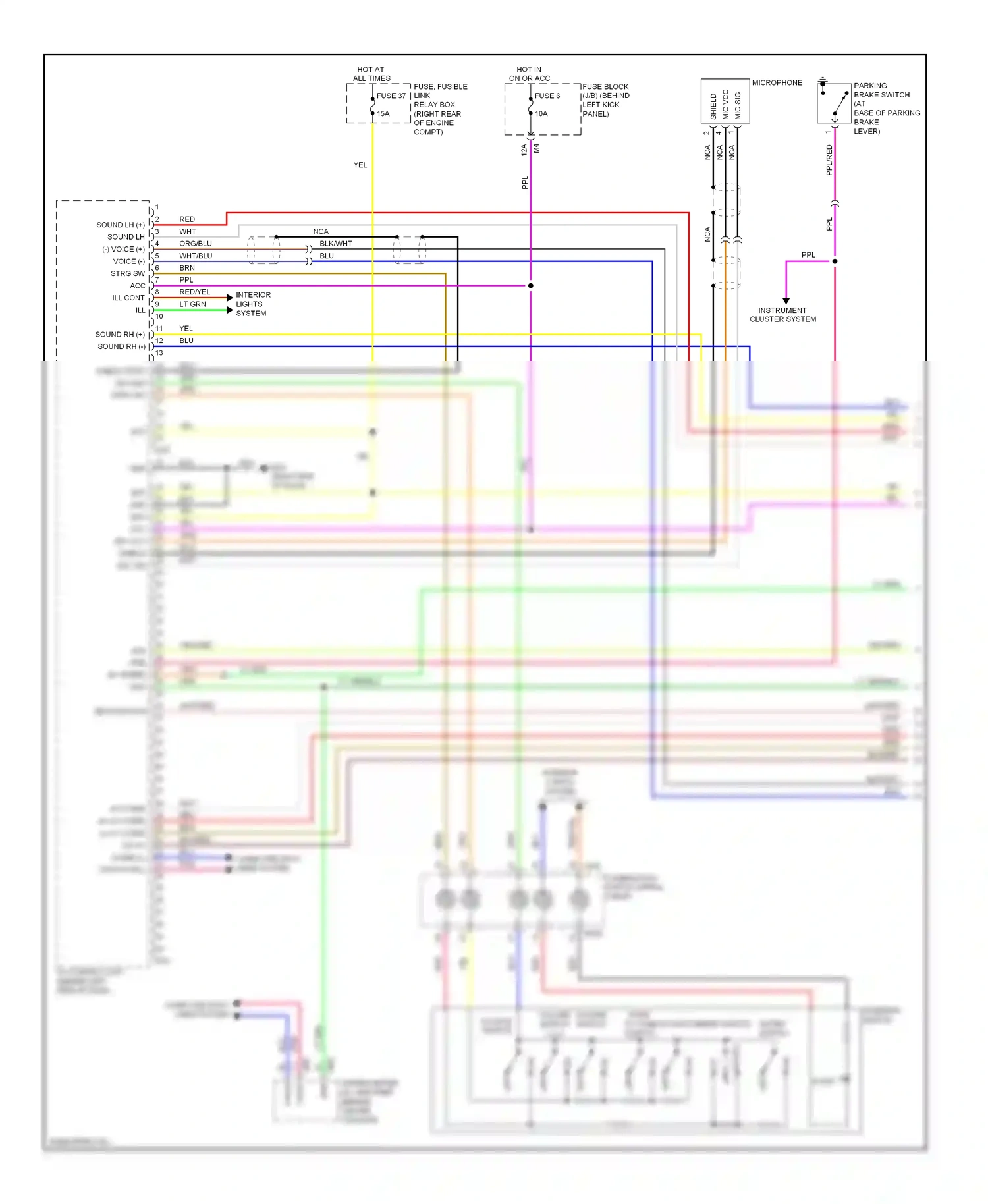 Infiniti M45 III facelift (2008-2010) volume volume source switch switch switch (-) (+) wiring diagram  (1 of 2)