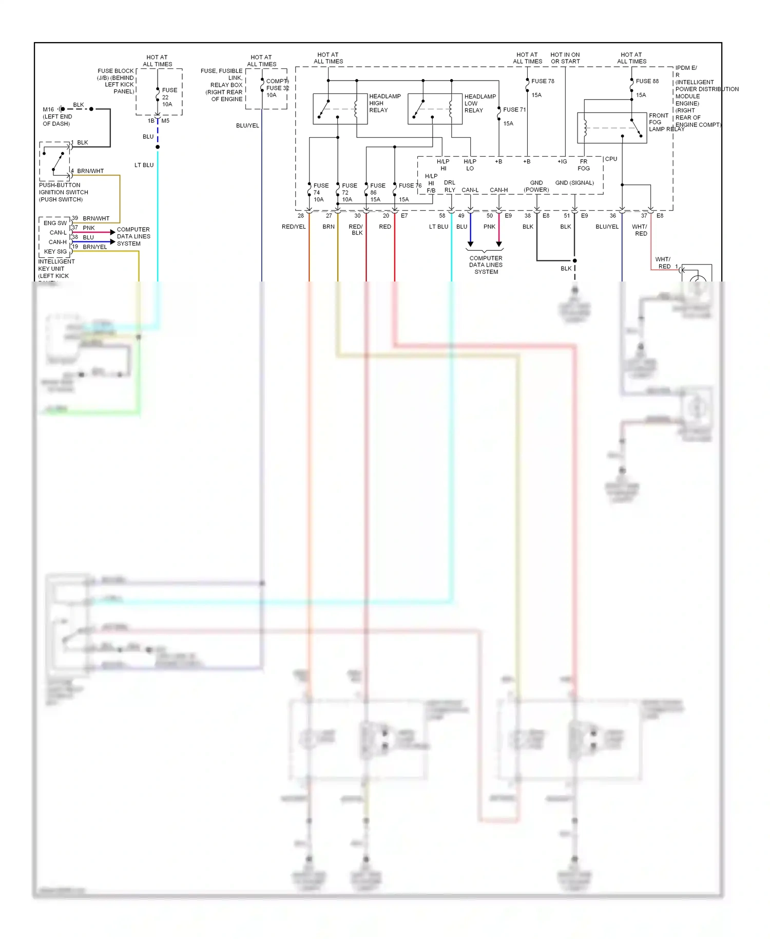 Infiniti M45 III (2005-2008) push-button ignition switch (push switch) wiring diagram  (3 of 4)