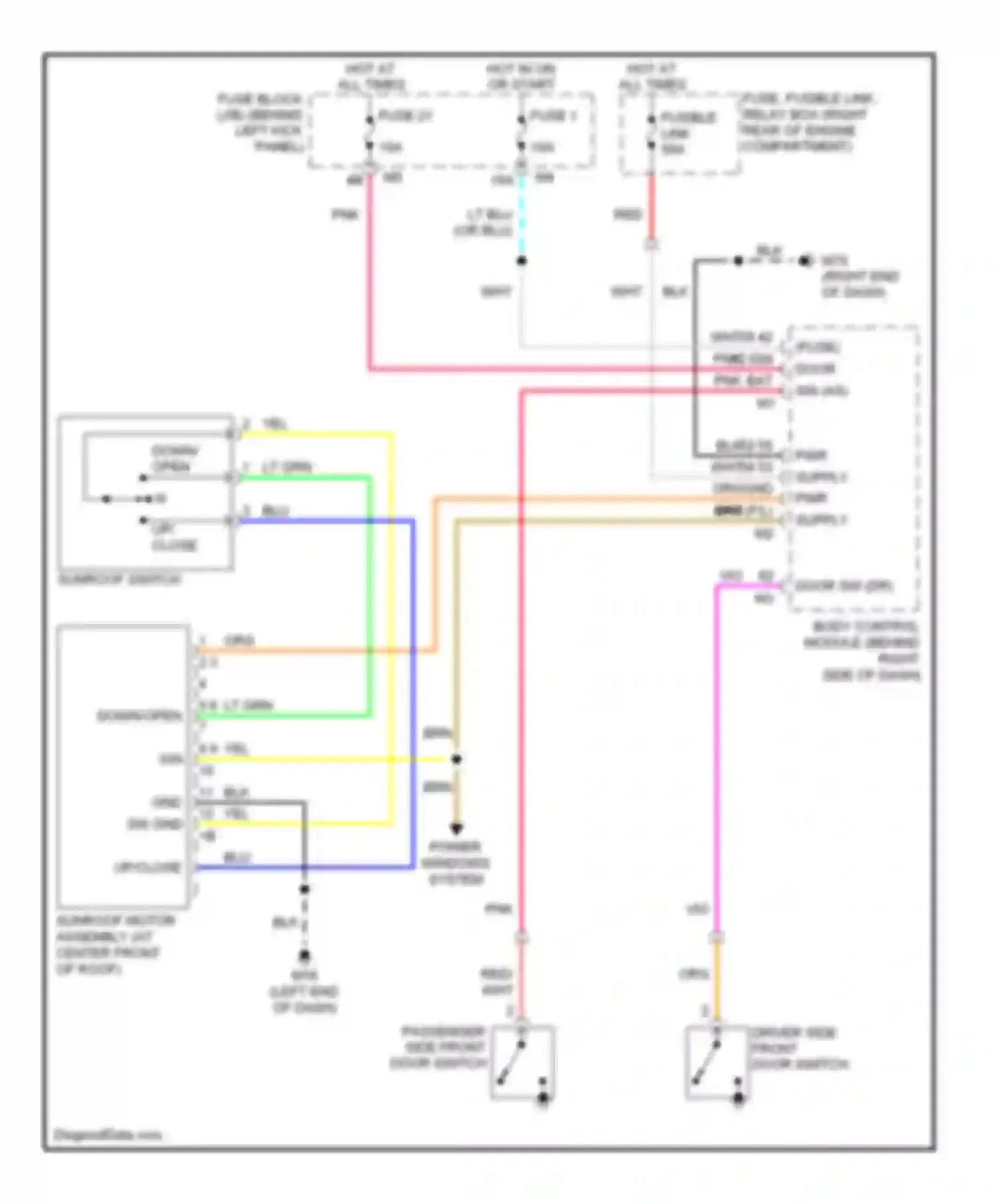 Wiring diagram sunroof switch for Infiniti M45 III (2005-2008) (1 of 1)